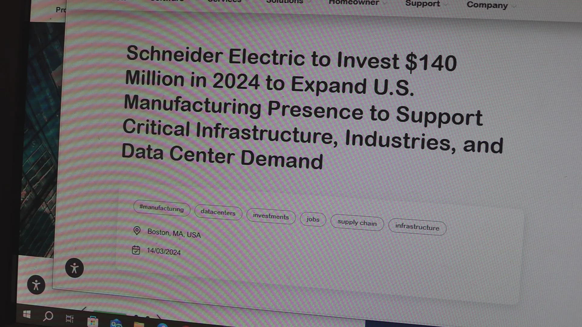 The post from Blackburn's recent tour at Schneider Electric alludes to an investment from the Trump administration. 
