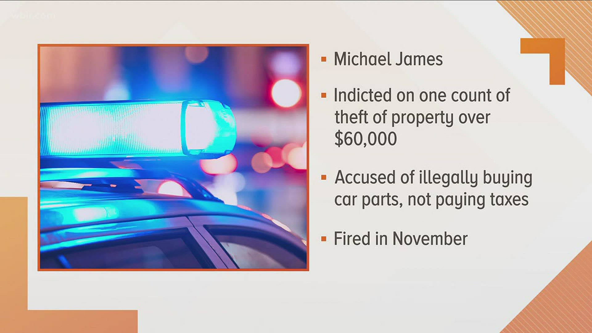 The Tennessee Comptroller's office said Michael James used the school system's purchasing cards to buy $187,670 worth of vehicle parts and used them for his private automotive repair business.