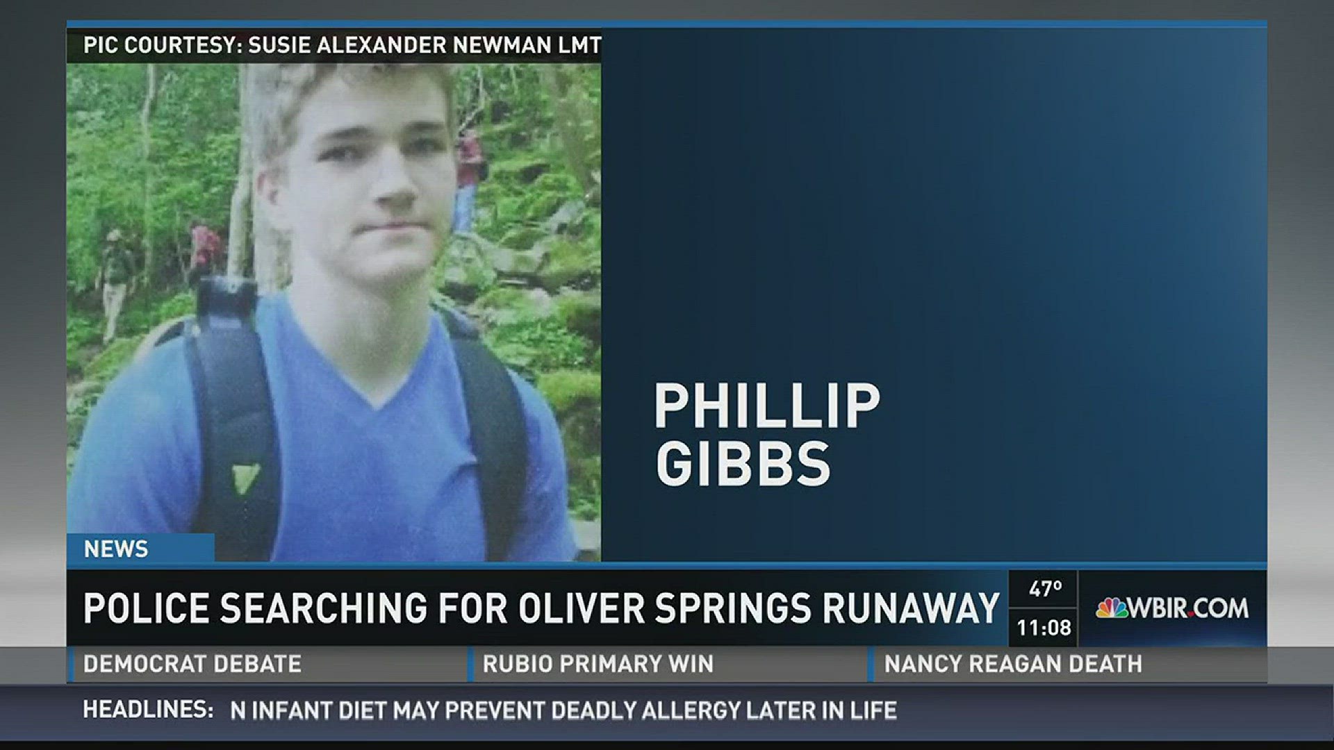 Oliver Springs Police say Phillip Gibbs has been missing since Saturday.