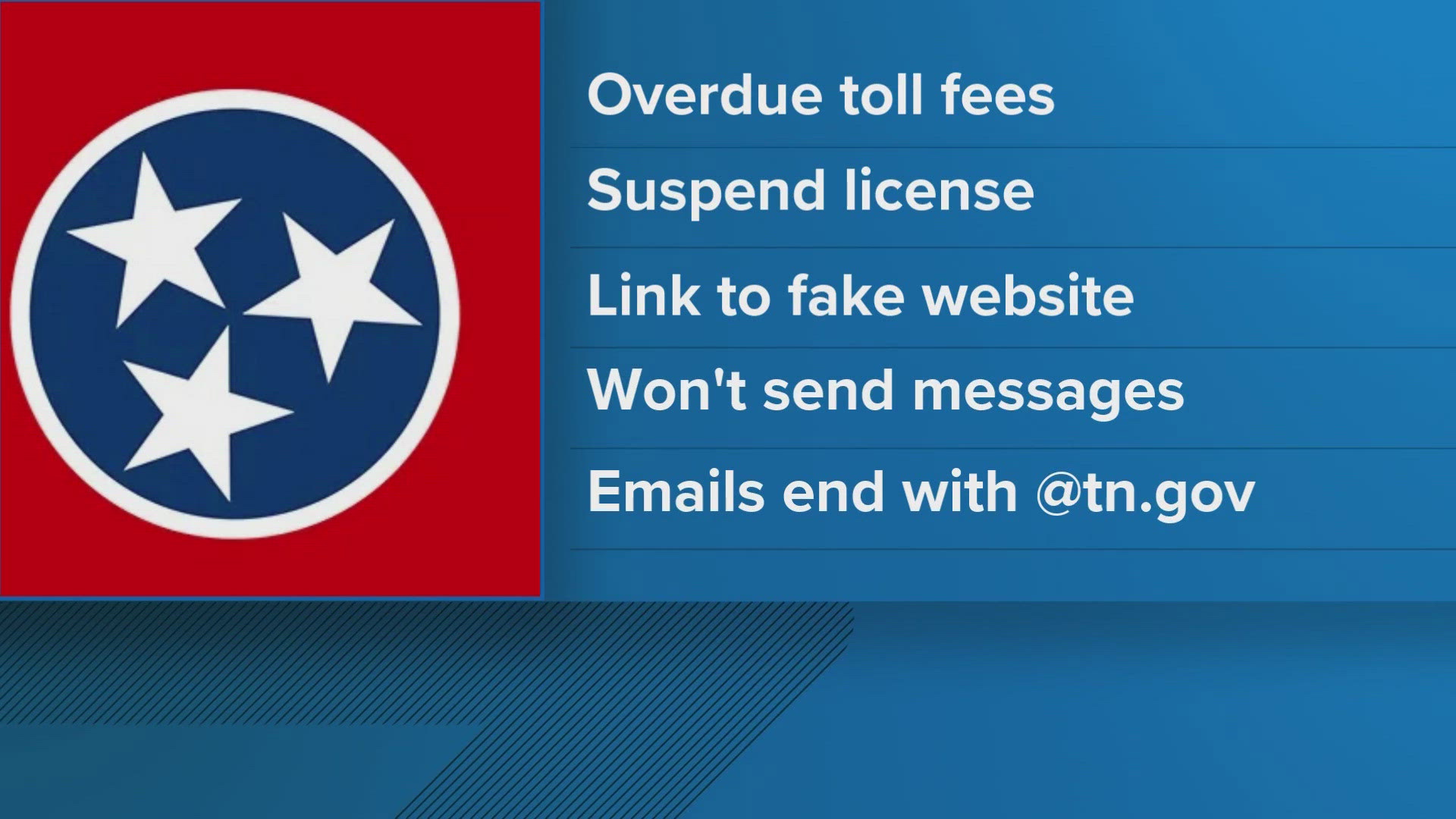 The message claims you owe overdue toll fees and threatens to suspend your driver's license if you do not pay.