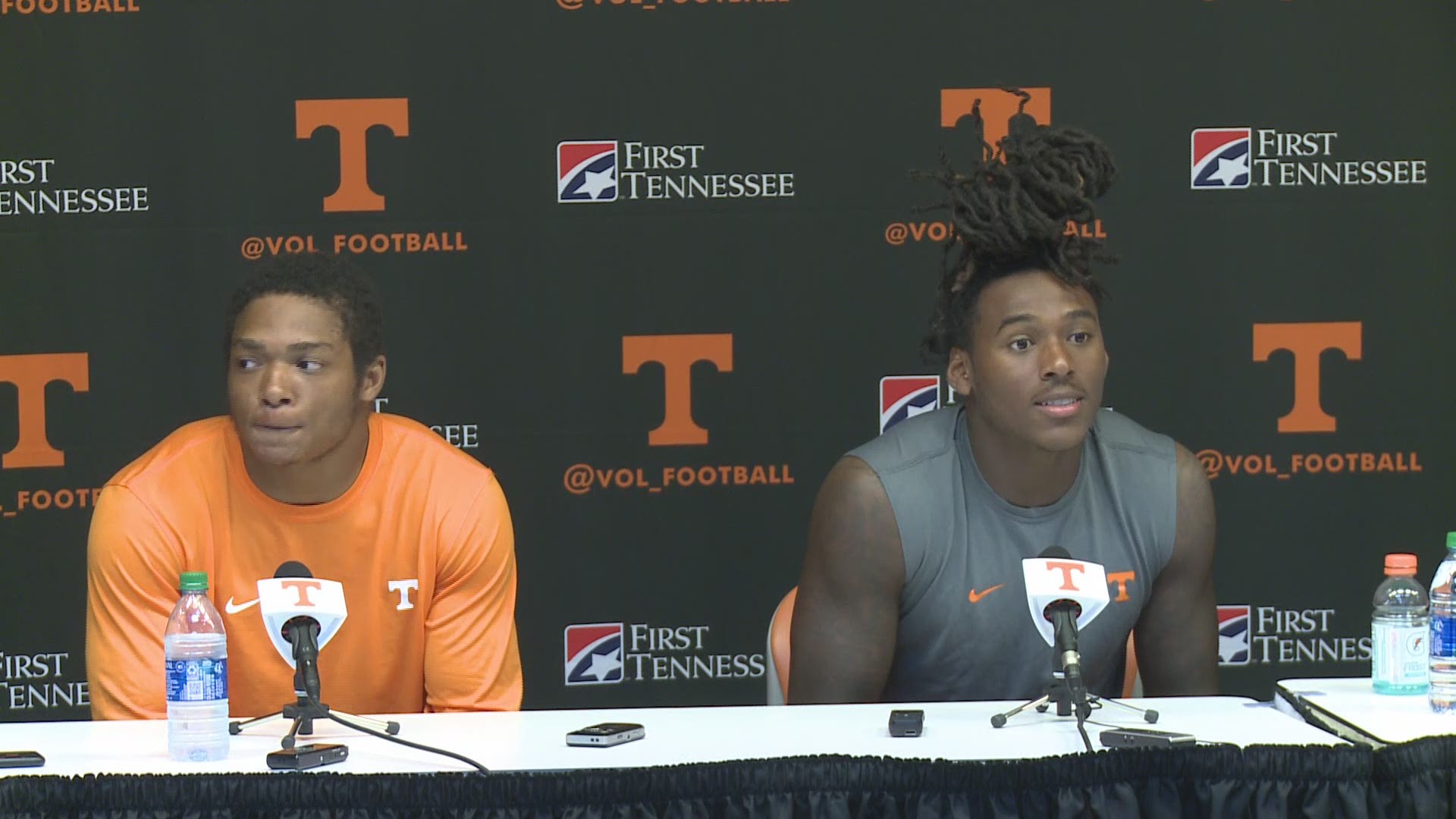 Marquez Callaway, Nigel Warrior and Henry To'o To'o speak after Tennessee's loss to the Georgia Bulldogs.