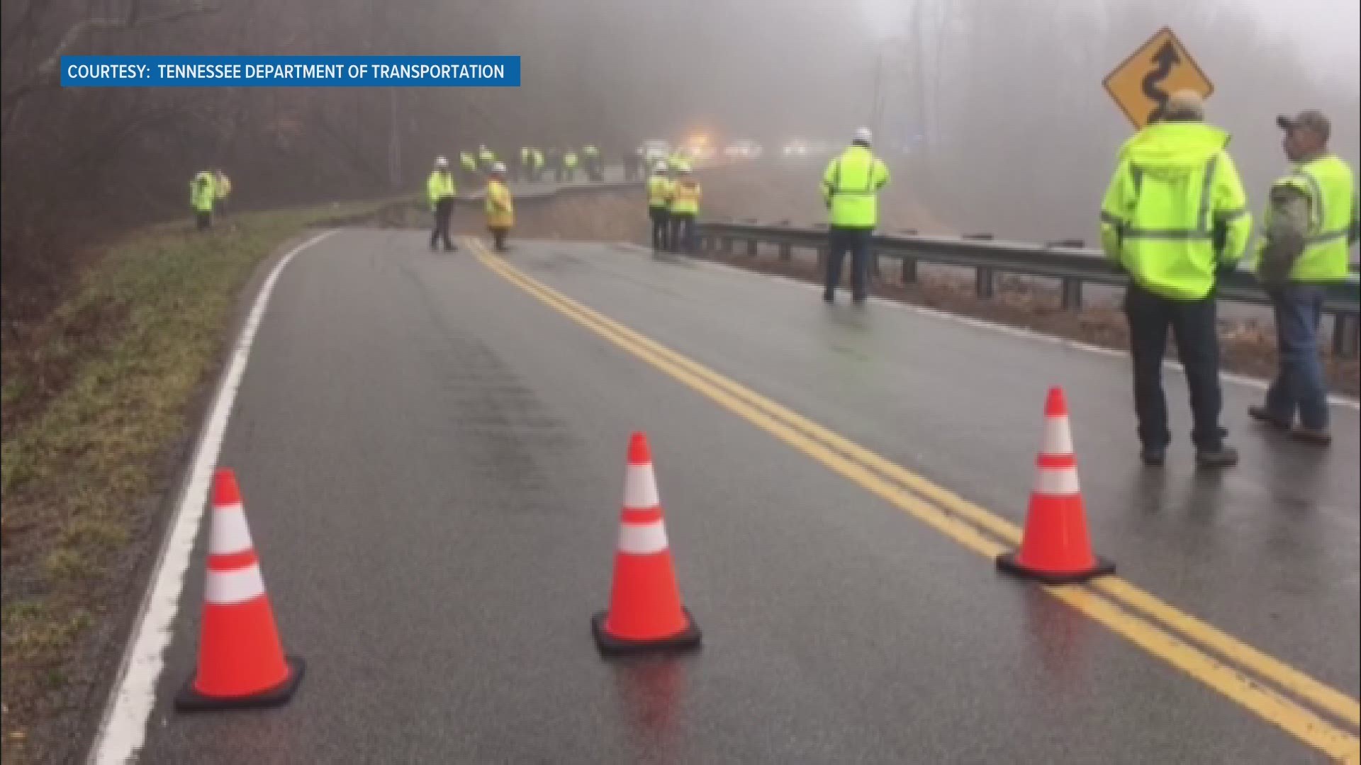 TDOT spokesman Marki Nagi shot this video of the scene which he describes as still unstable as of 10 a.m. Thursday morning. He said it will be a long-term road closure as crews assess the slope.
