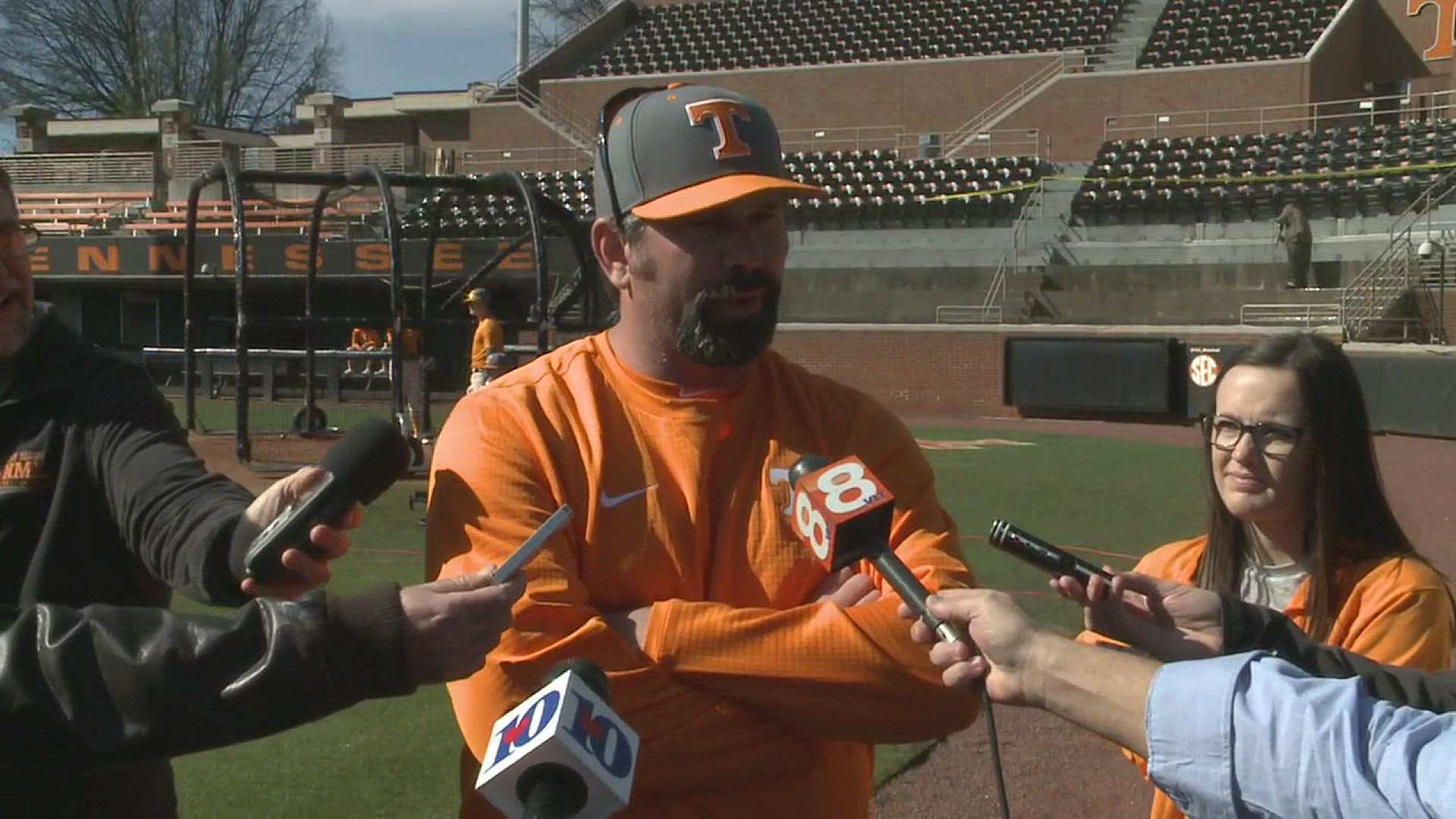 VFL and new UT director of player development Todd Helton speaks to reporters prior to practice.