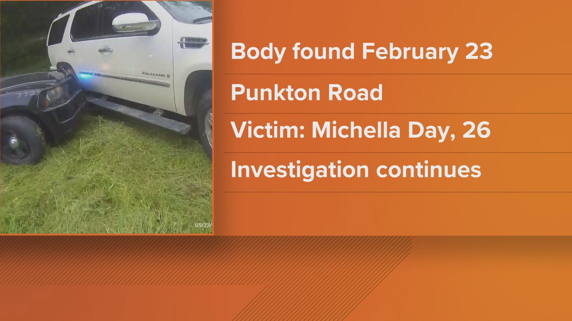 The woman was later identified as Michella Day. Her body was found down an embankment off Punkton Road in Del Rio in early March.