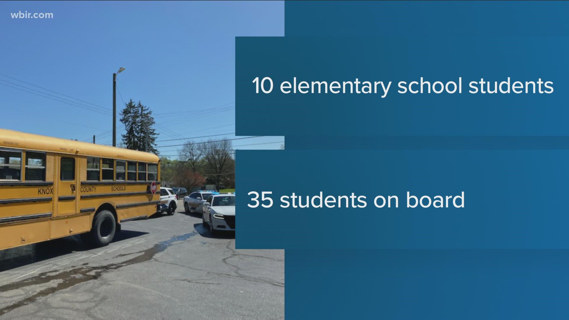 The school bus had around 35 students on it, and none were taken to the hospital, according to authorities.