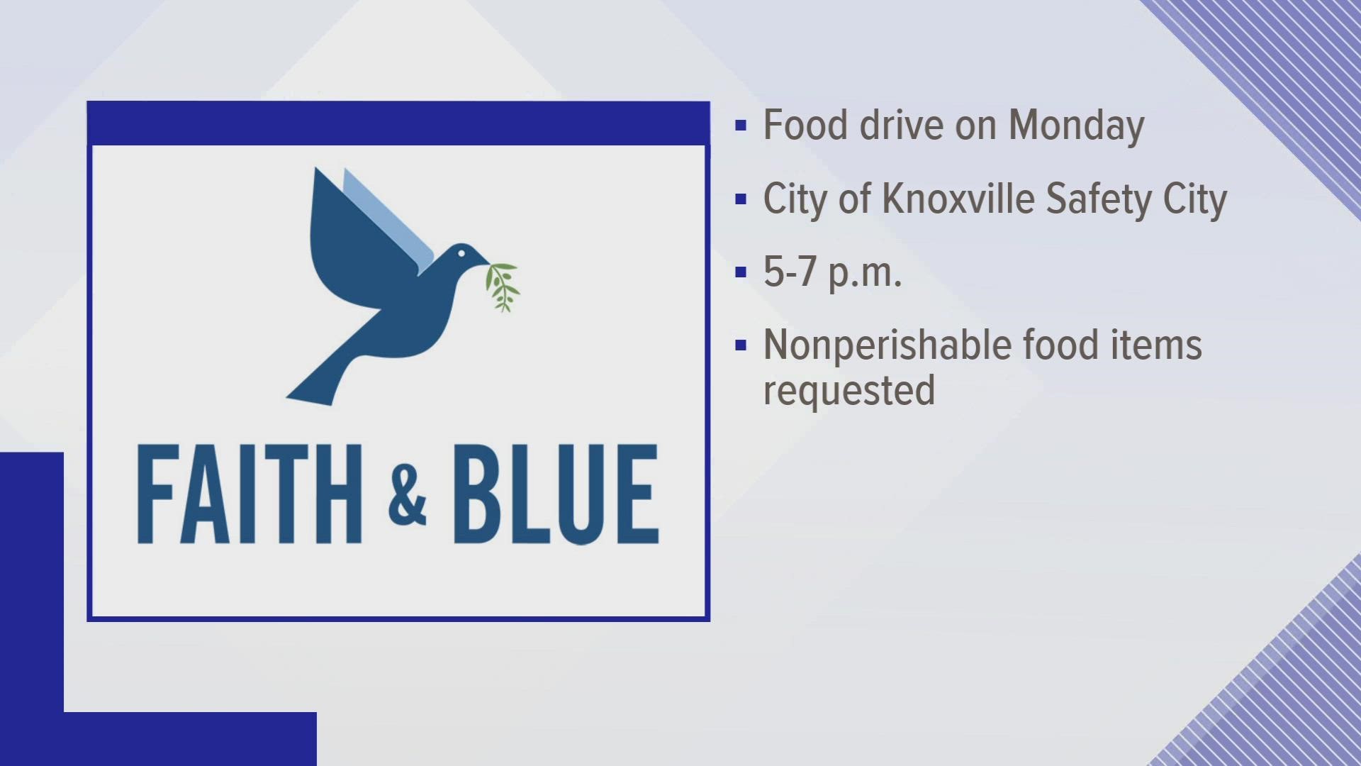 Knoxville Police will hold a food drive, along with other area law enforcement agencies. The event will be at the city of Knoxville safety city from 5 to 7 Monday.