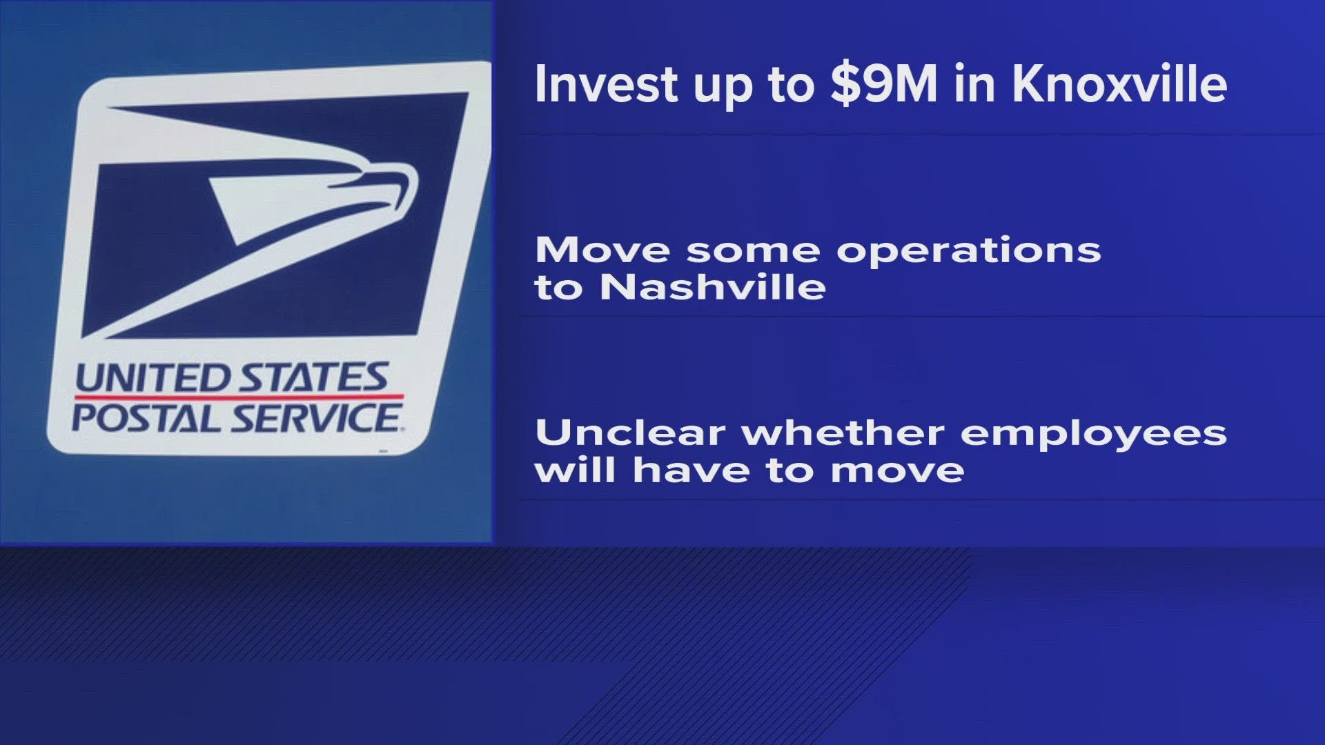 USPS said the facility will remain open and modernize as a local processing center to improve mail and package flow.