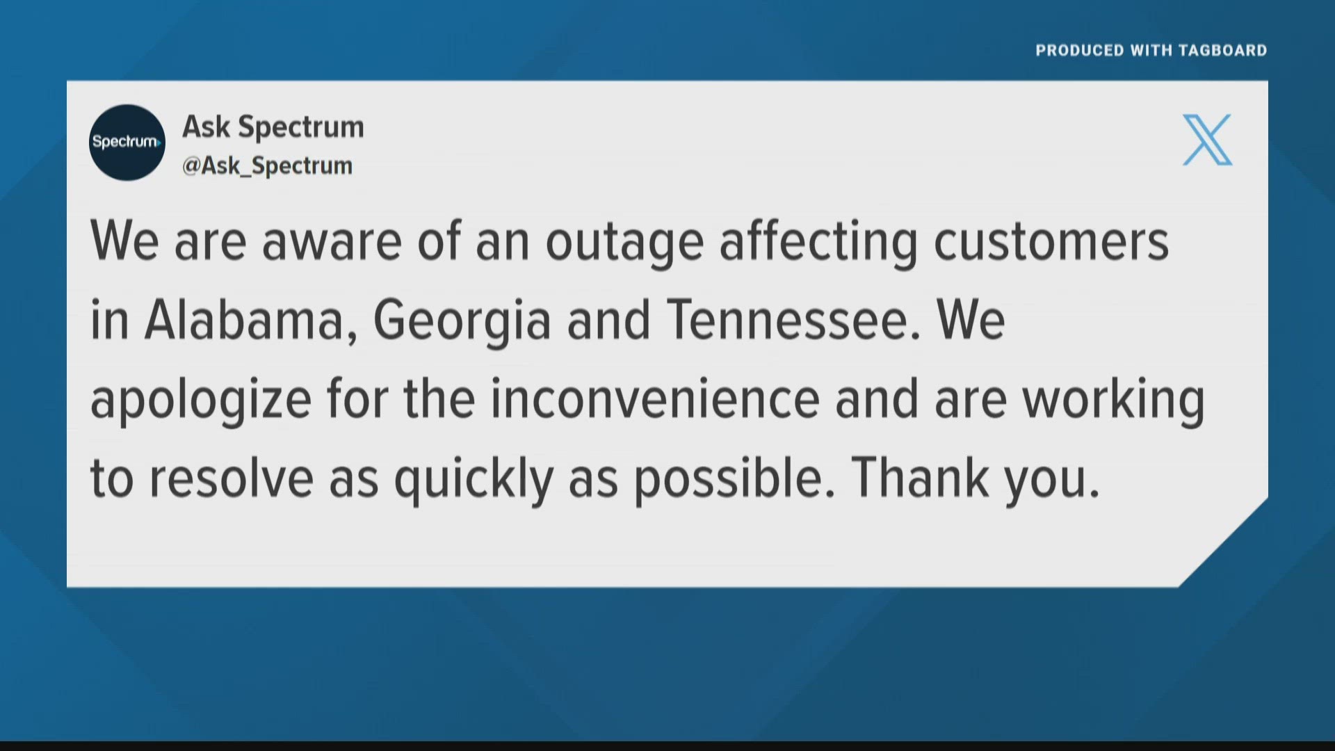 Other states that were affected by the outage are Alabama and Georgia.