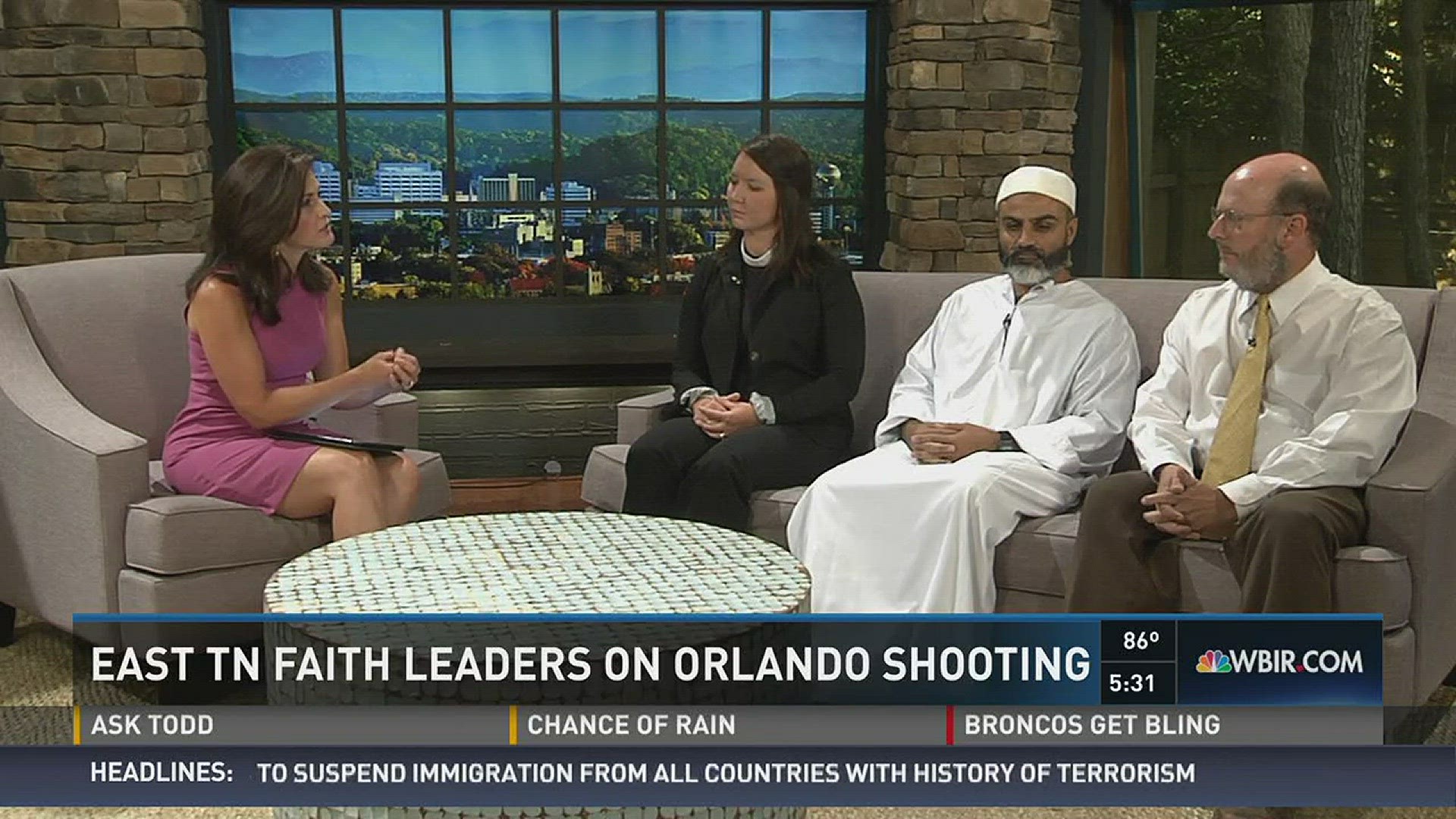 Beth hosts a round-table discussion on faith and healing after the Orlando shooting with Nadeem Saddiqi, a member of the Muslim community in Knoxville, Reverend Chris Buice with the TVUUC, and Pastor Ashley Helton with the Church Street United Methodist C