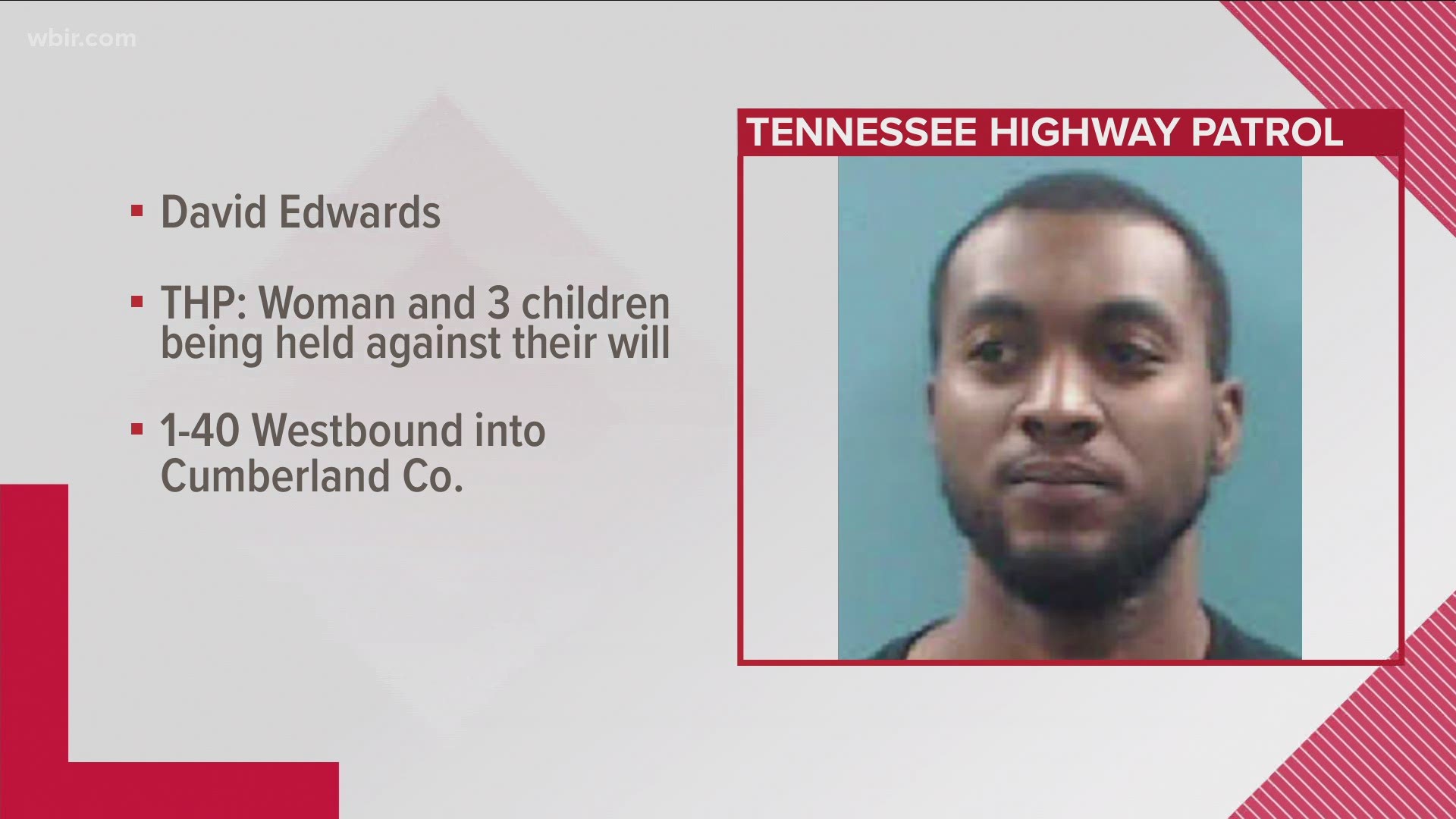 David Edwards was charged with evading arrest and three counts of reckless endangerment. He was sent to the Roane County jail.