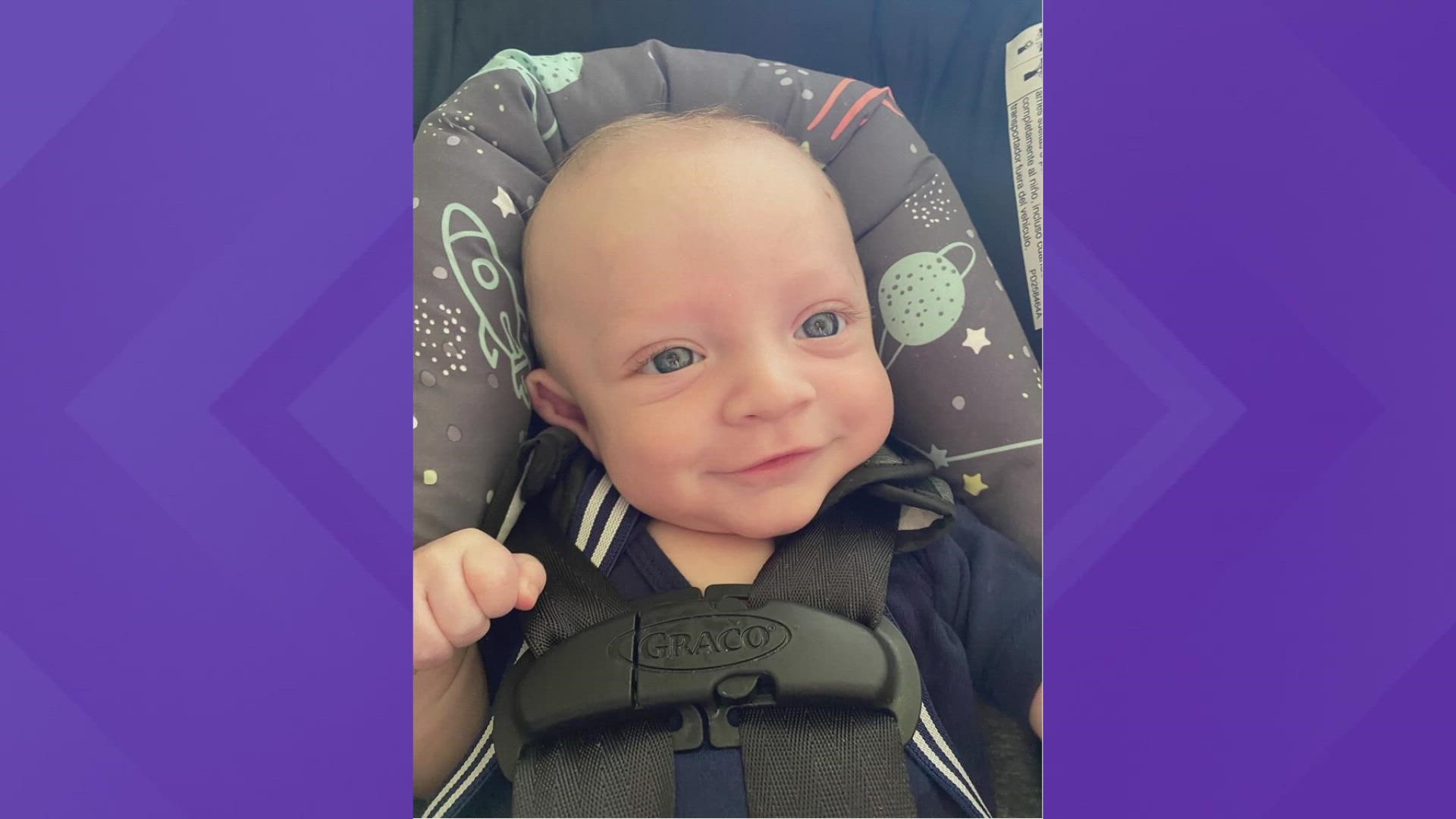 This adorable baby photo sent to us by Emma Morton. She said her baby boy is her miracle baby after three years of infertility.