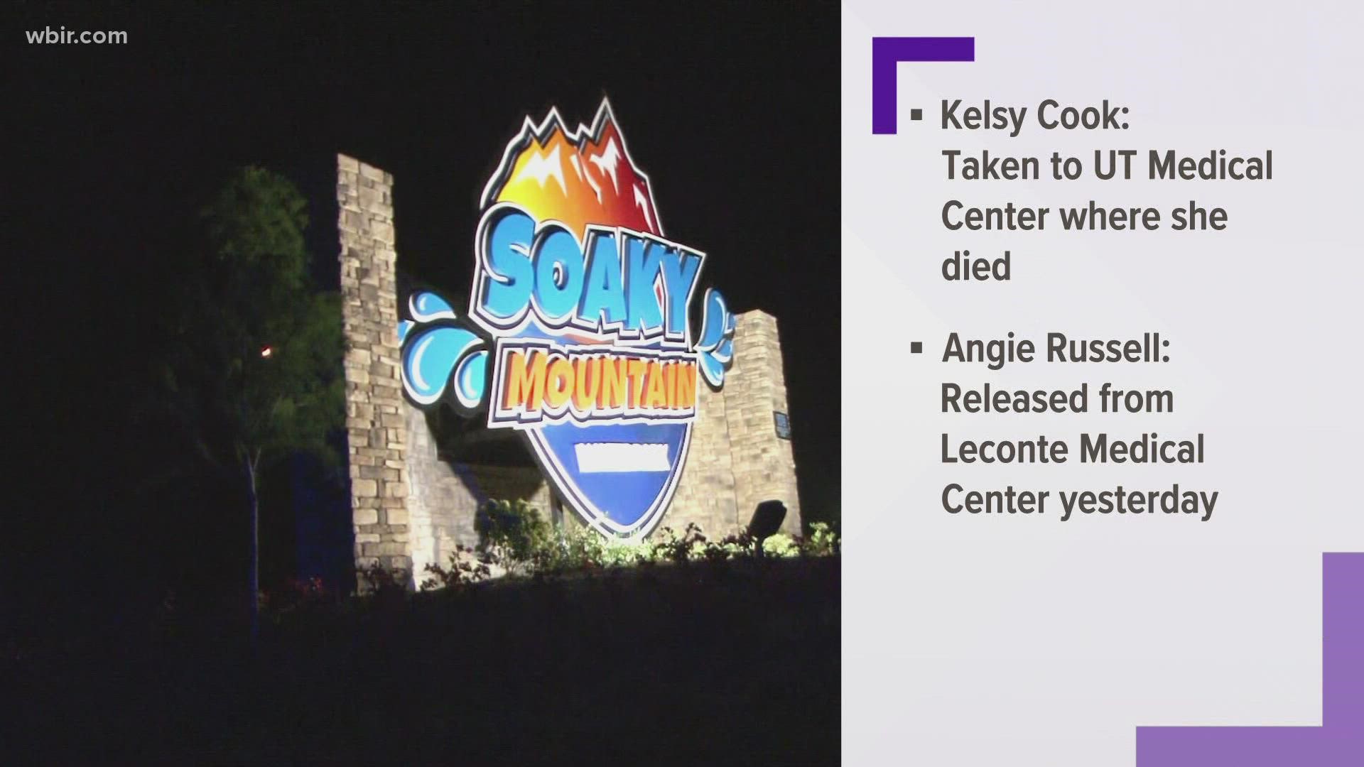Police records say that a woman fired shots in the parking lot of Soaky Mountain, killing one person and hurting another.