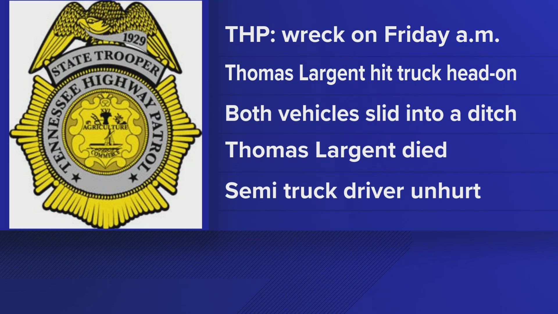 THP: 1 dead after head-on crash in Sevier County early Friday morning ...