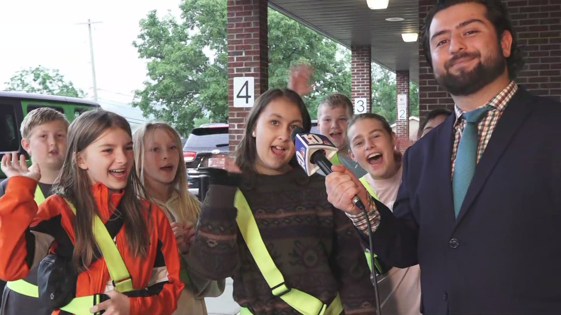We say goodbye to this week's school, Powell Elementary, with a special send-off from the safety patrol team! 