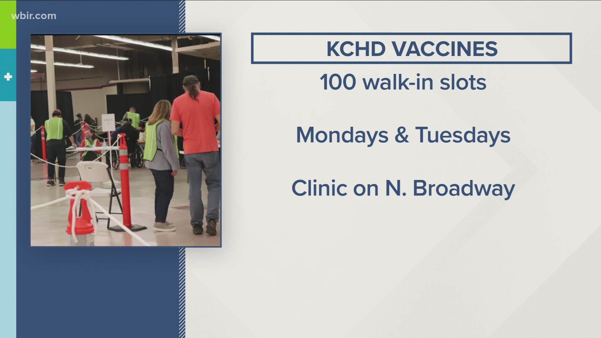 KCHD said it will now have 100 walk-in slots open every Monday and Tuesday.