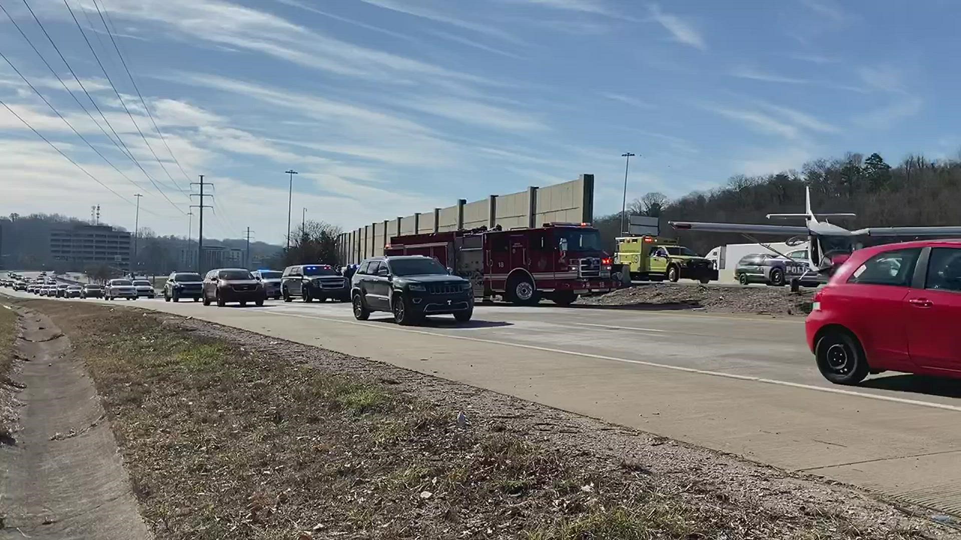 A small plane was forced to make an emergency landing on I-40 East Saturday afternoon.