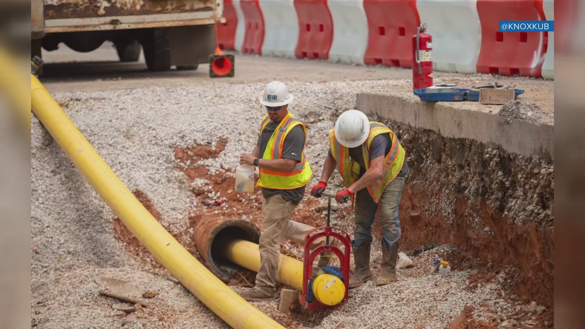 The Knoxville Utilities Board said crews had already replaced a large water main and got creative for the new natural gas line.