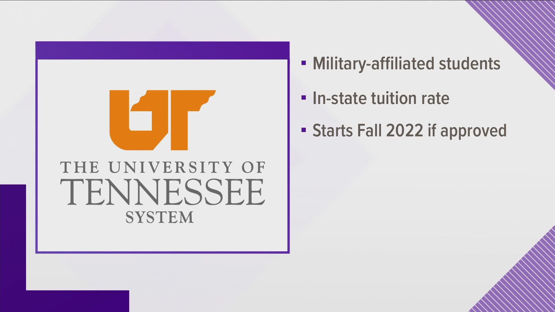 UT System President Randy Boyd proposed that military-affiliated students receive in-state tuition rates beginning next fall.
