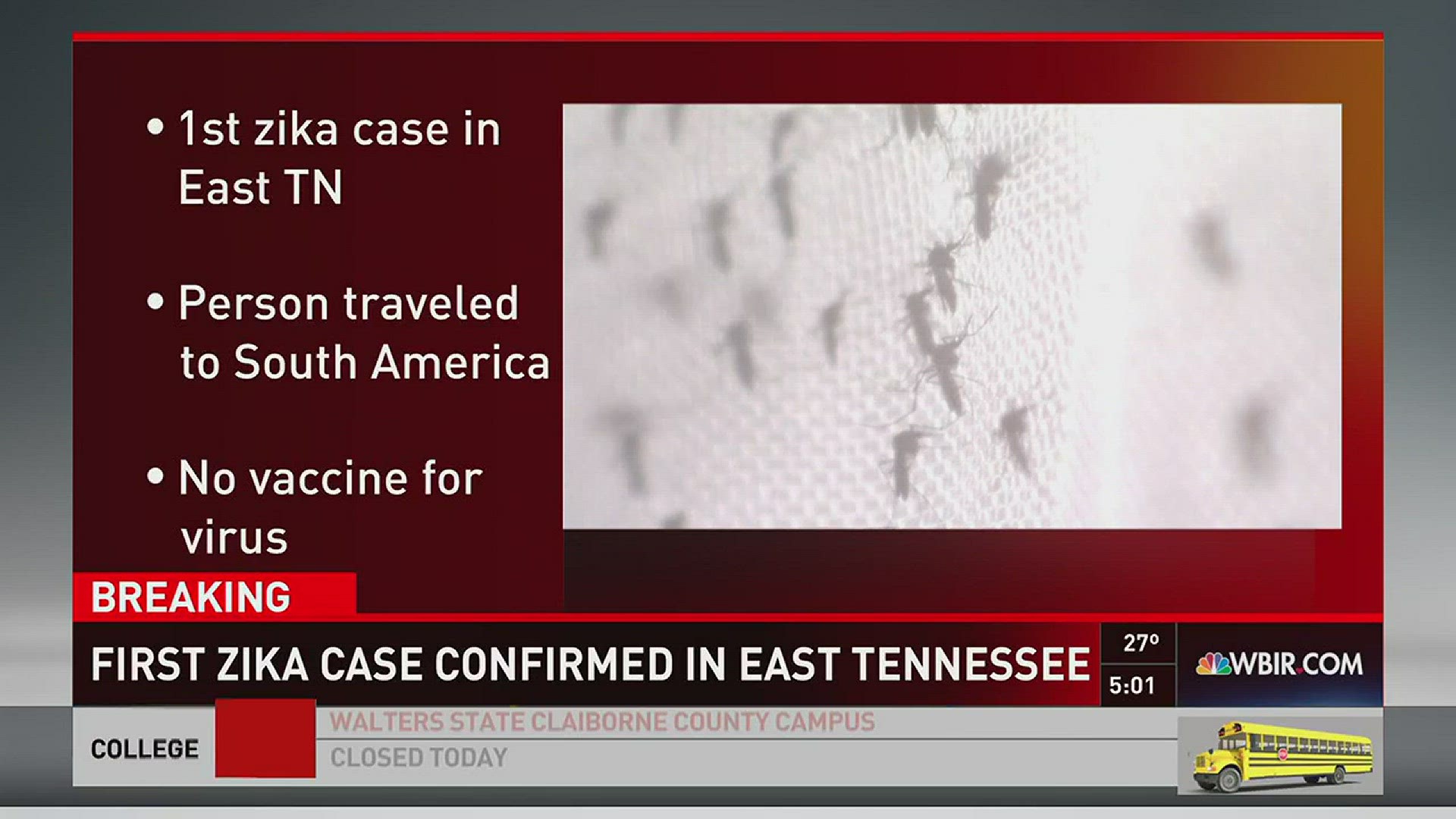 The patient had traveled to South America before coming back to East Tennessee.o