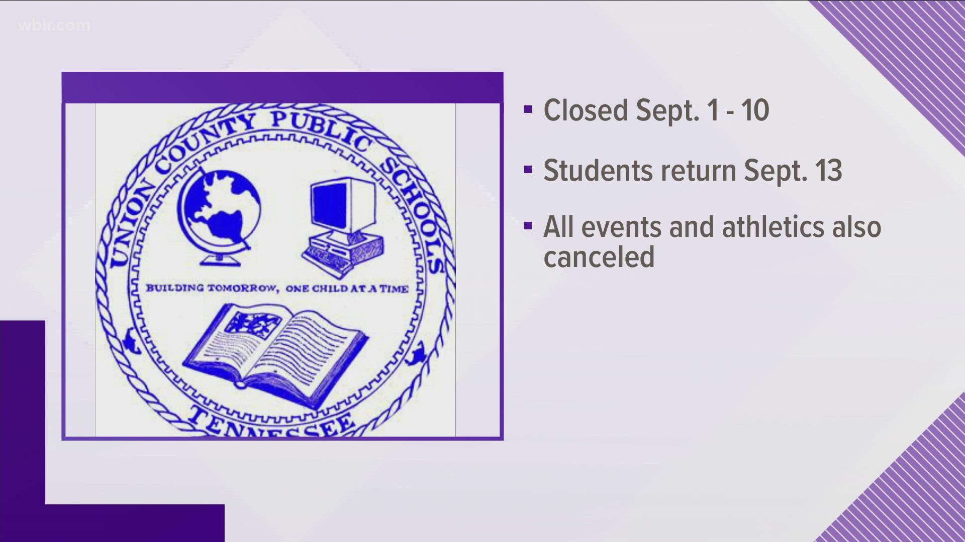 The school district will be closed from Sept. 1 through the 10 amid wide spread of COVID-19 creating a rising number of positive cases in schools and absences.