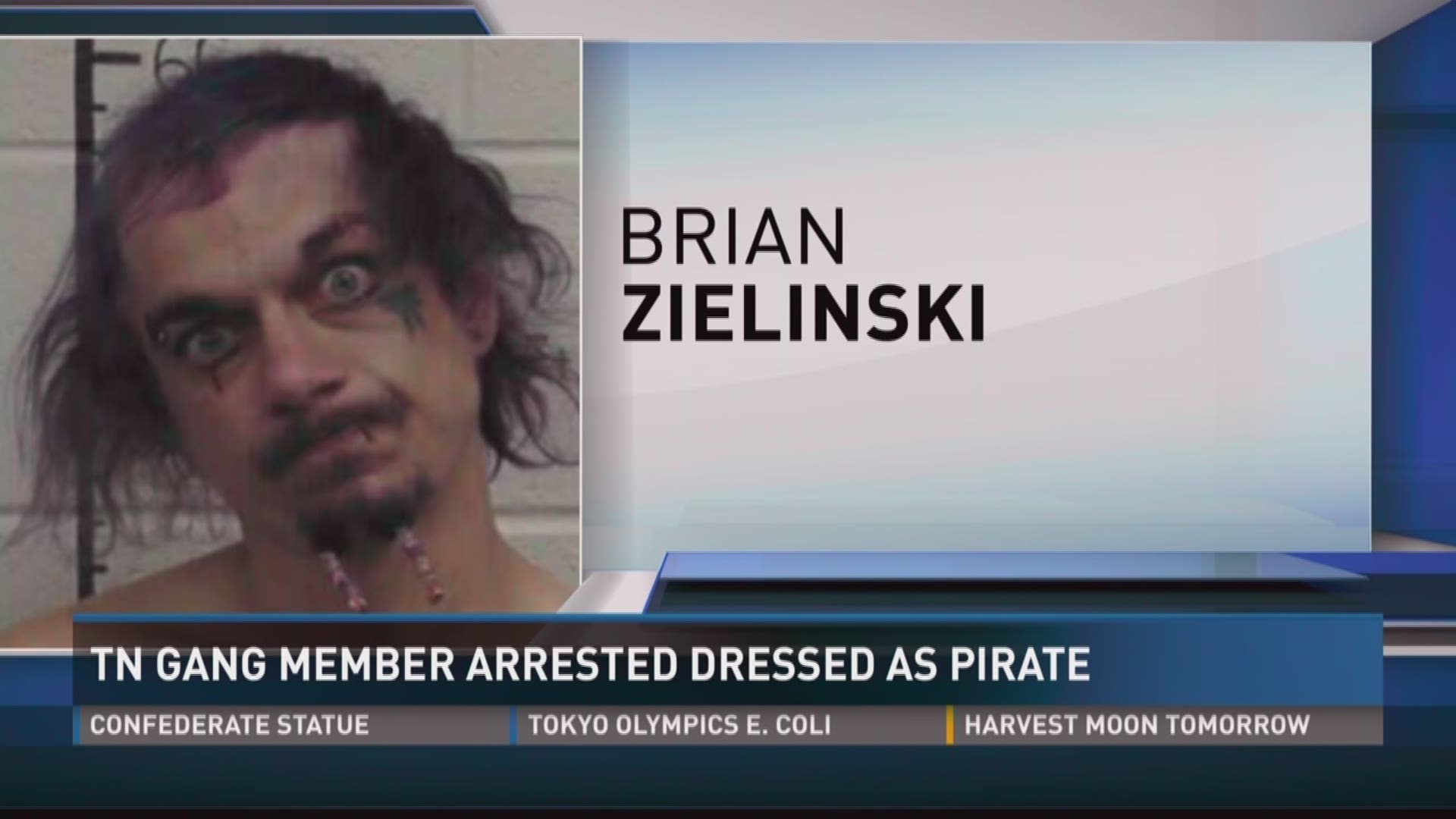 Brian Francis Zielinski, a Hells Angel motorcycle gang member, was dressed in complete pirate regalia when he was arrested for burglary and resisting arrest this weekend in Dunlap.