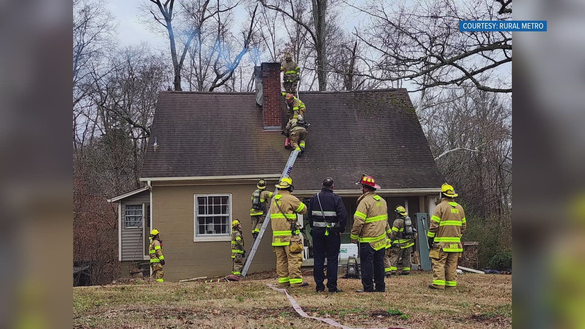 The fire broke out at a home on Strawberry Plains Pike. When crews arrived, flames were coming out of the chimney from a wood stove.
