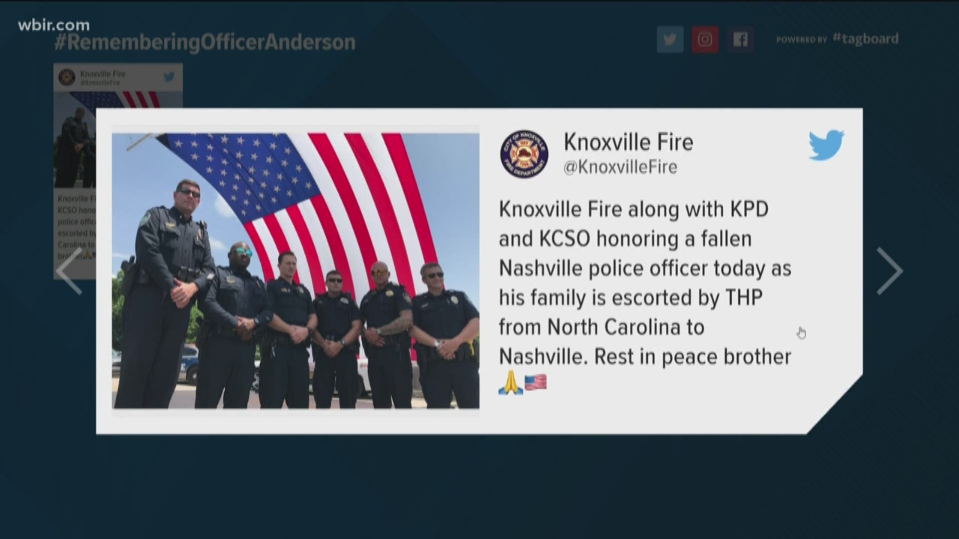 Knoxville Police Department and the Knox County Sheriff's Office assisted in escorting Officer Anderson's family from North Carolina to Tennessee.