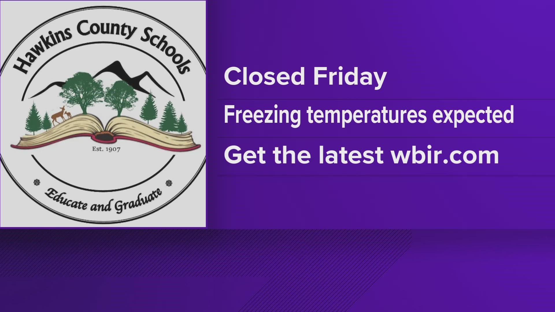 The district said there is concern about overnight rain and freezing temperatures.