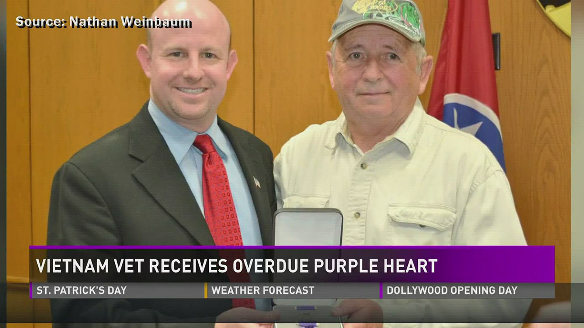 March 17, 2017: A Blount County Vietnam veteran received a Purple Heart more than four decades after being wounded.