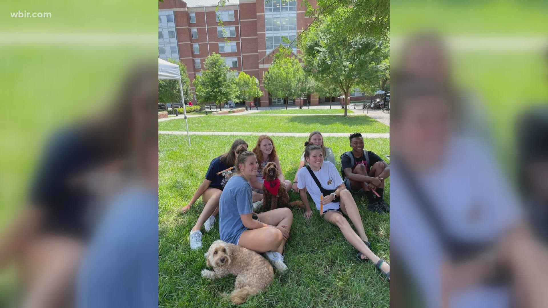 HABIT brings their therapy dogs to UT campus to help students feel more at home in the dorms. Aug. 16, 2021-4pm.