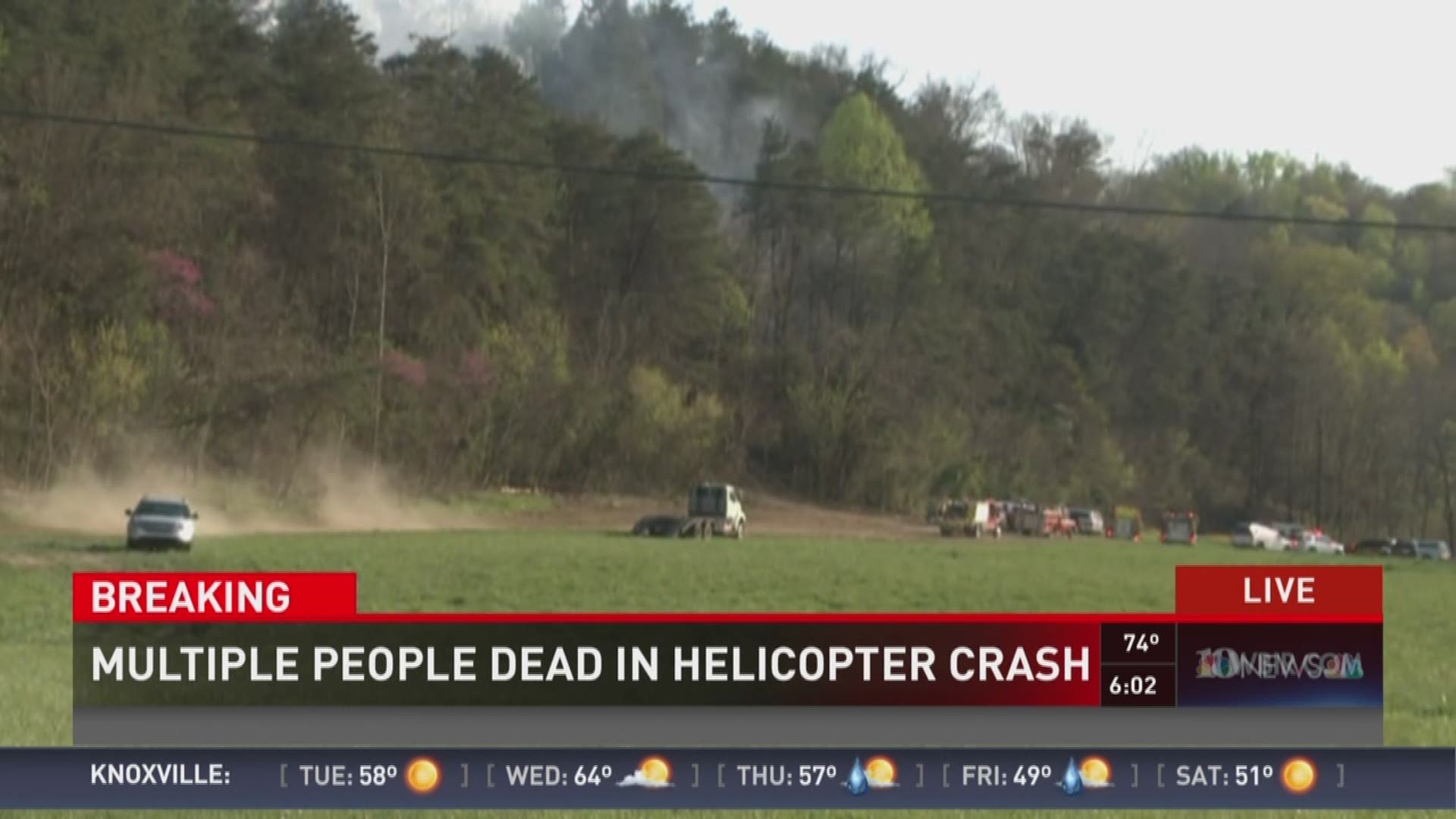 The Pigeon Forge Police Chief says there was no sign of life when crews arrived at the scene of a sightseeing helicopter crash. (4/4/16 6PM)