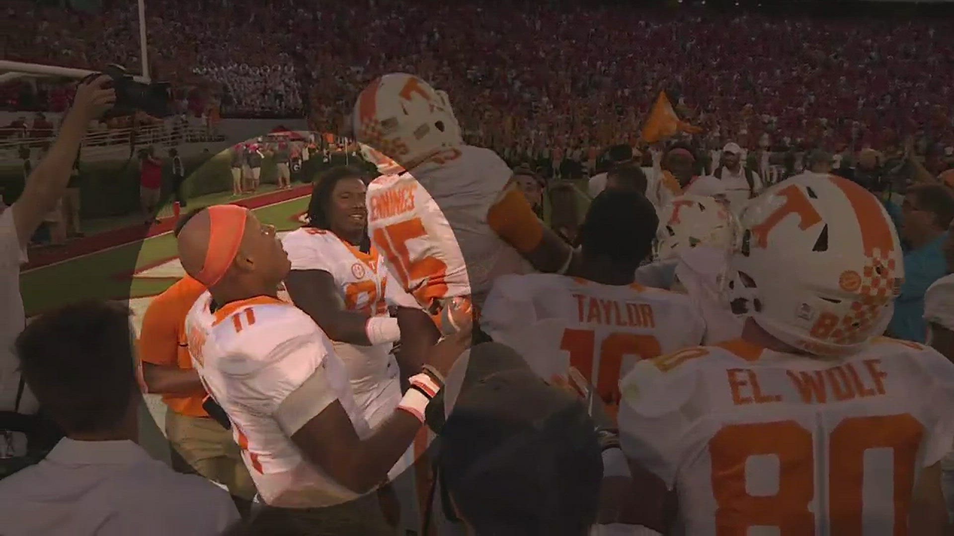After catching the Hail Mary to beat Georgia, Jauan Jennings chucked the ball to the sideline. Josh Dobbs made sure to recover it.