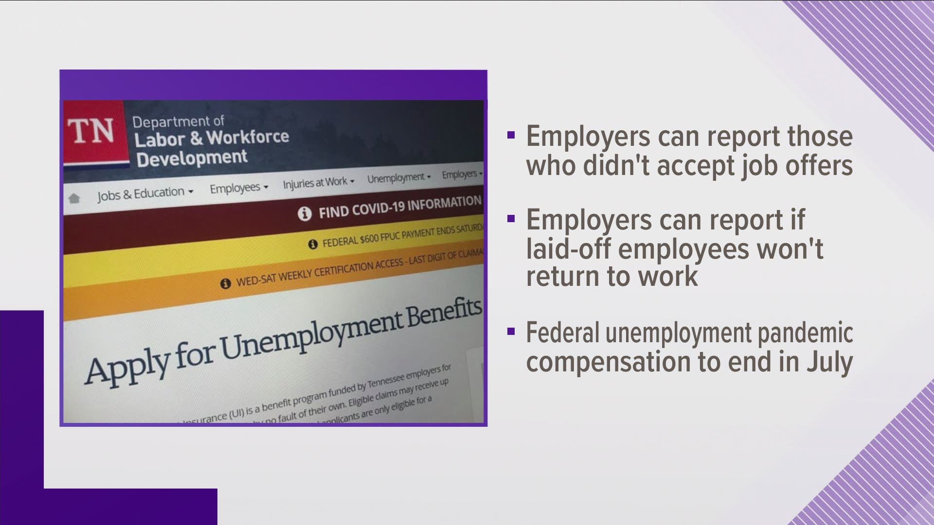The Department of Labor says employers can report applicants who fail to accept a job offer.