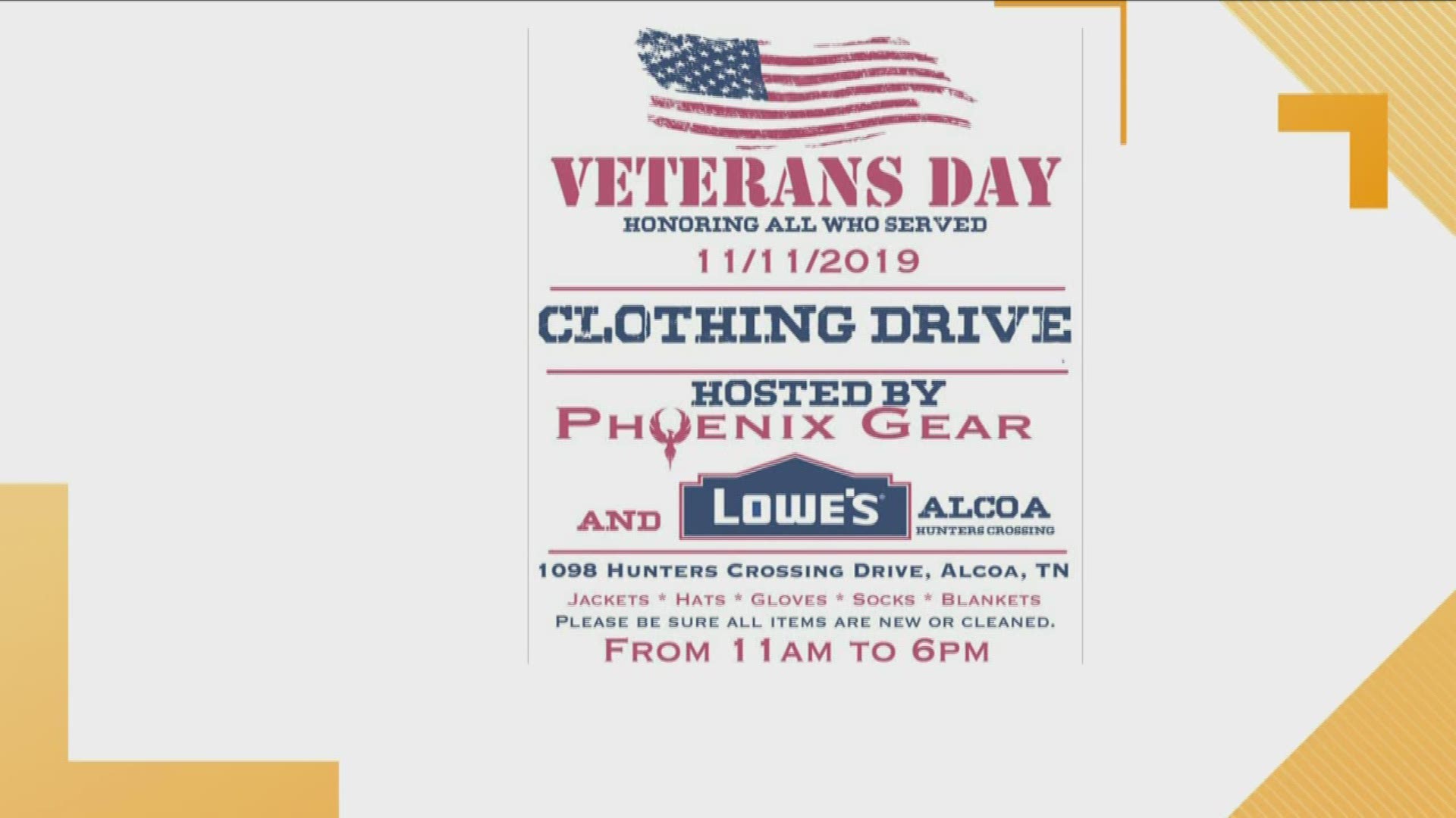 Josh Gagnier from Phoenix Gear shares how you can participate in a clothing drive for Veteran's Day.