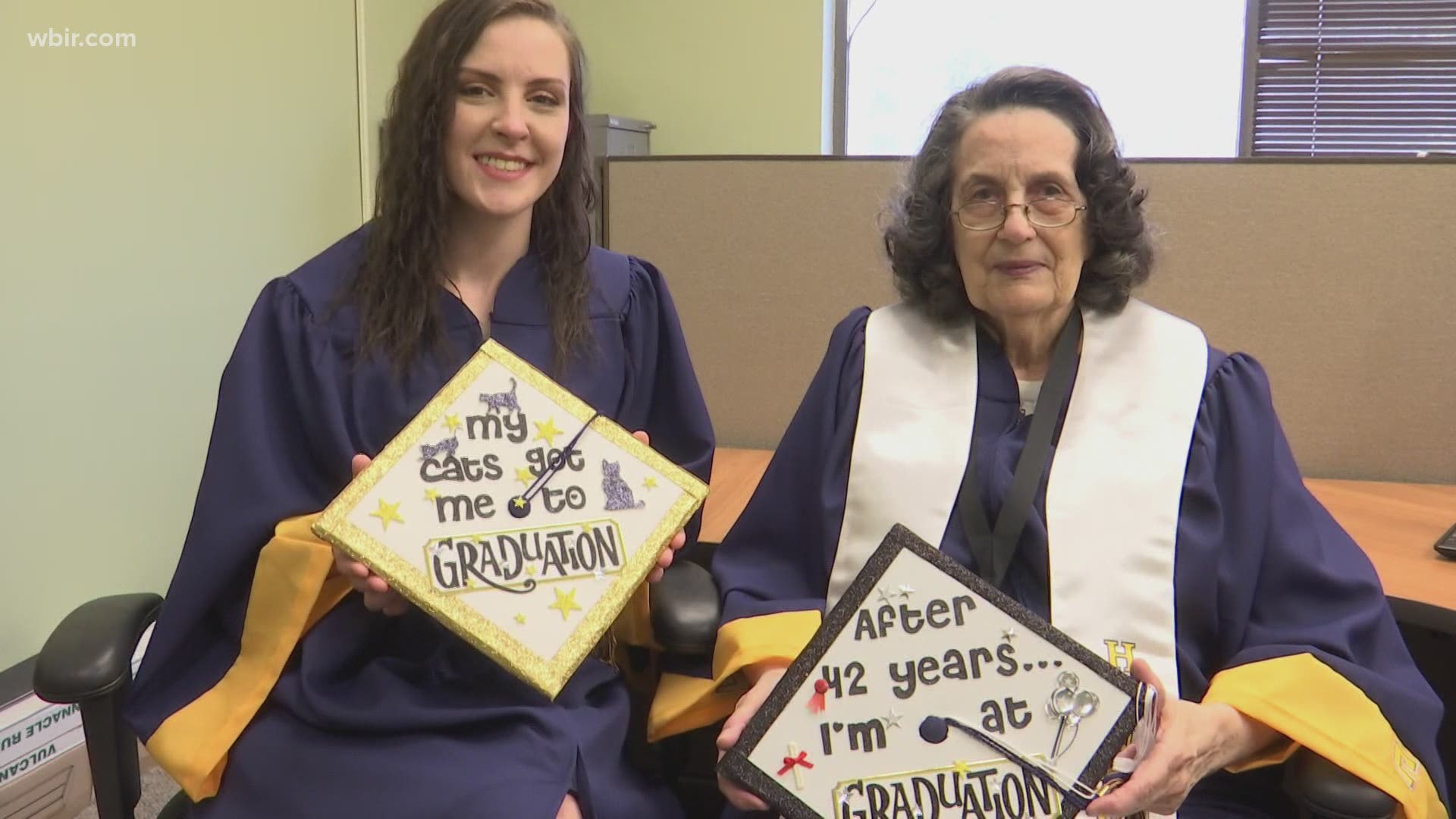 57 years after graduating high school, Pat Ormond graduated from the University of Tennessee Chattanooga with her granddaughter, Melody.