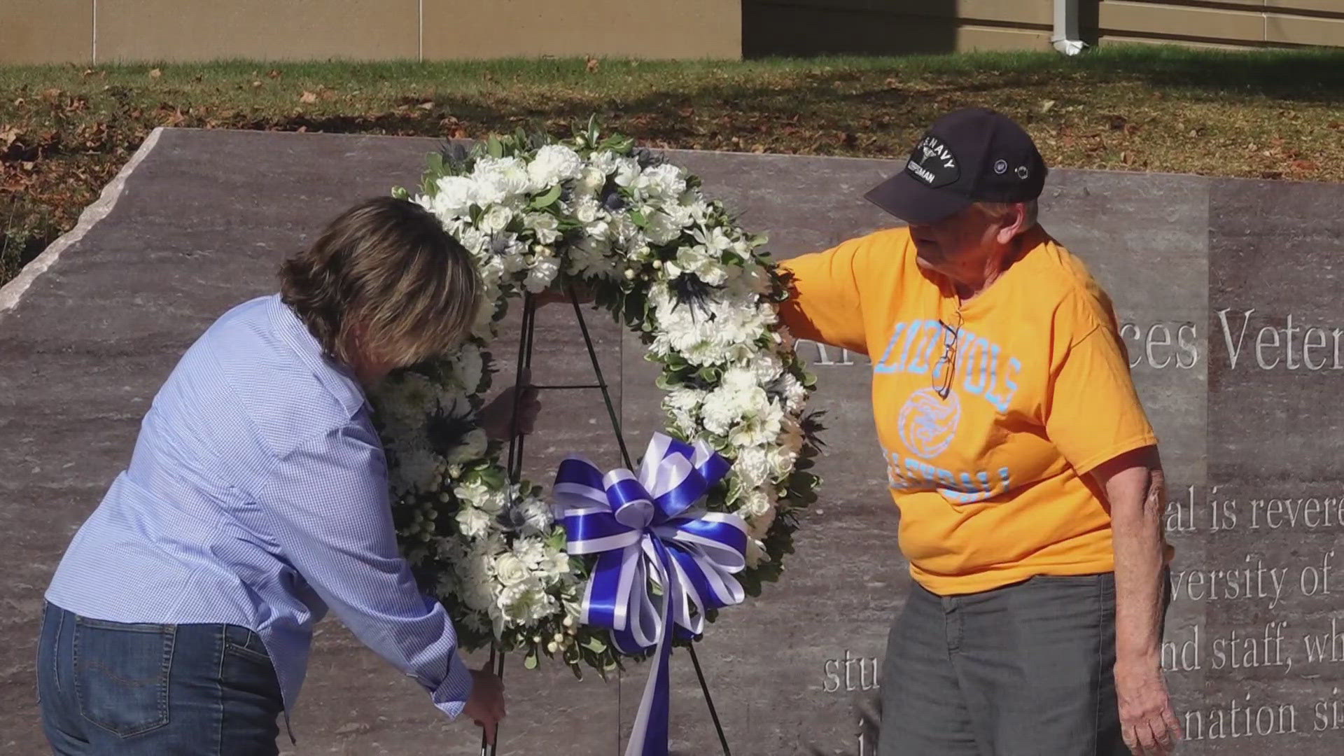 A memorial was held on campus that has over 300 names on it to honor the lives and sacrifices of fallen heroes.