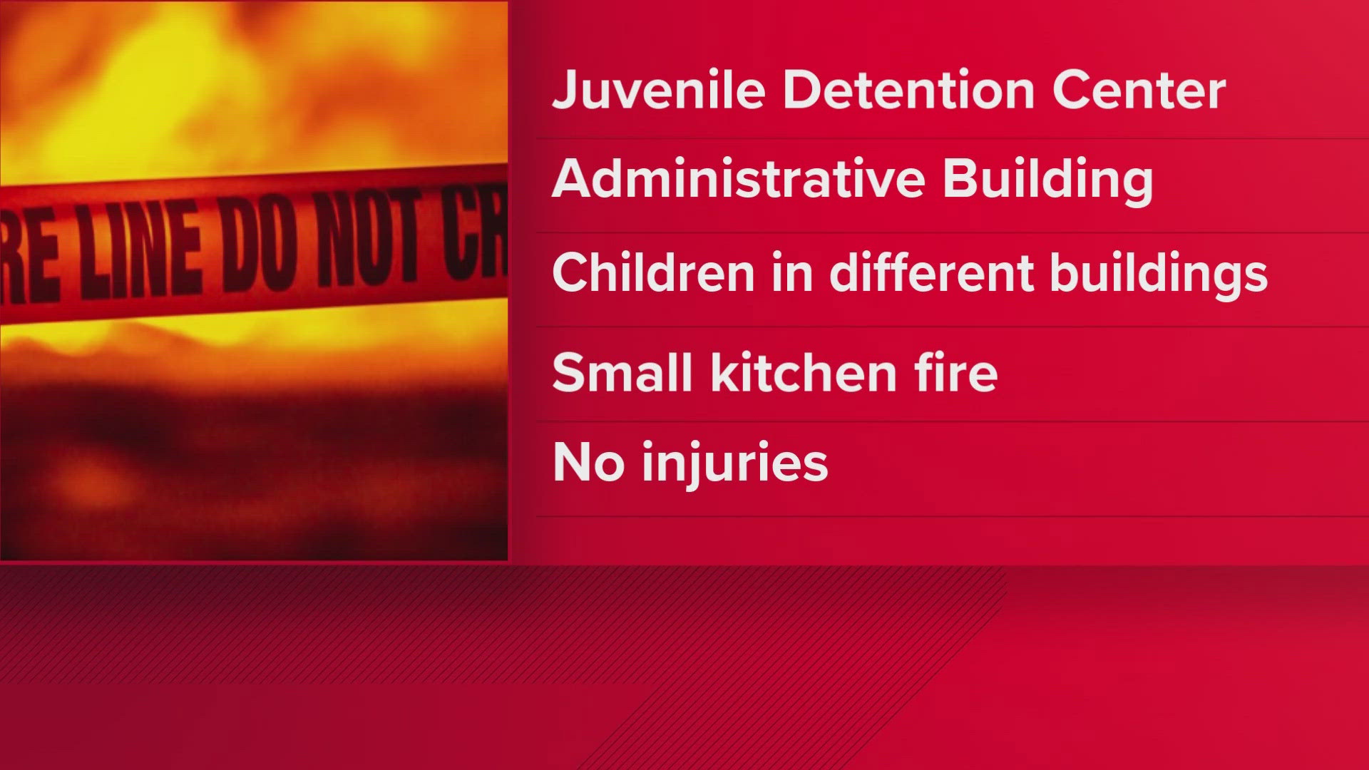 The youth detention facility released a statement saying there was a small kitchen fire that was quickly contained. No staff or residents were injured.