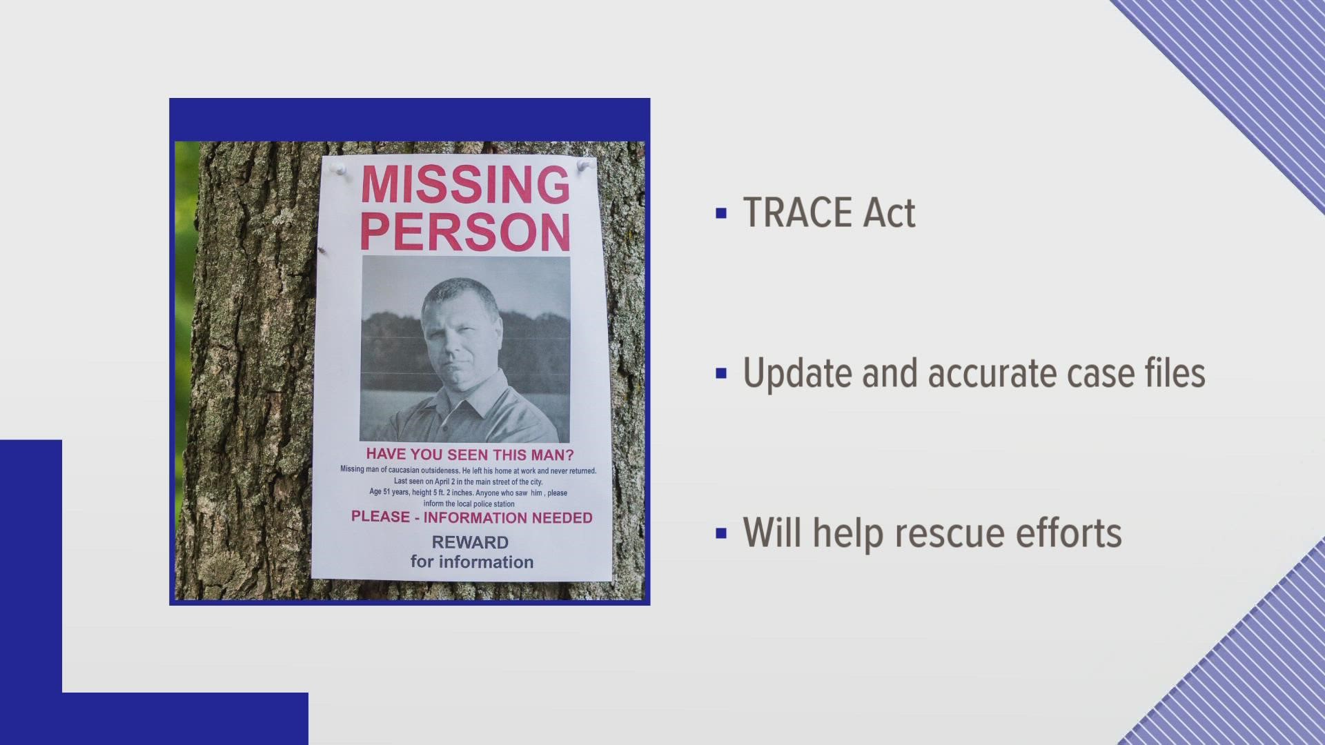 Representative Tim Burchett said the TRACE Act is meant to bolster rescue efforts and help officers arrest suspects involved in missing person cases.