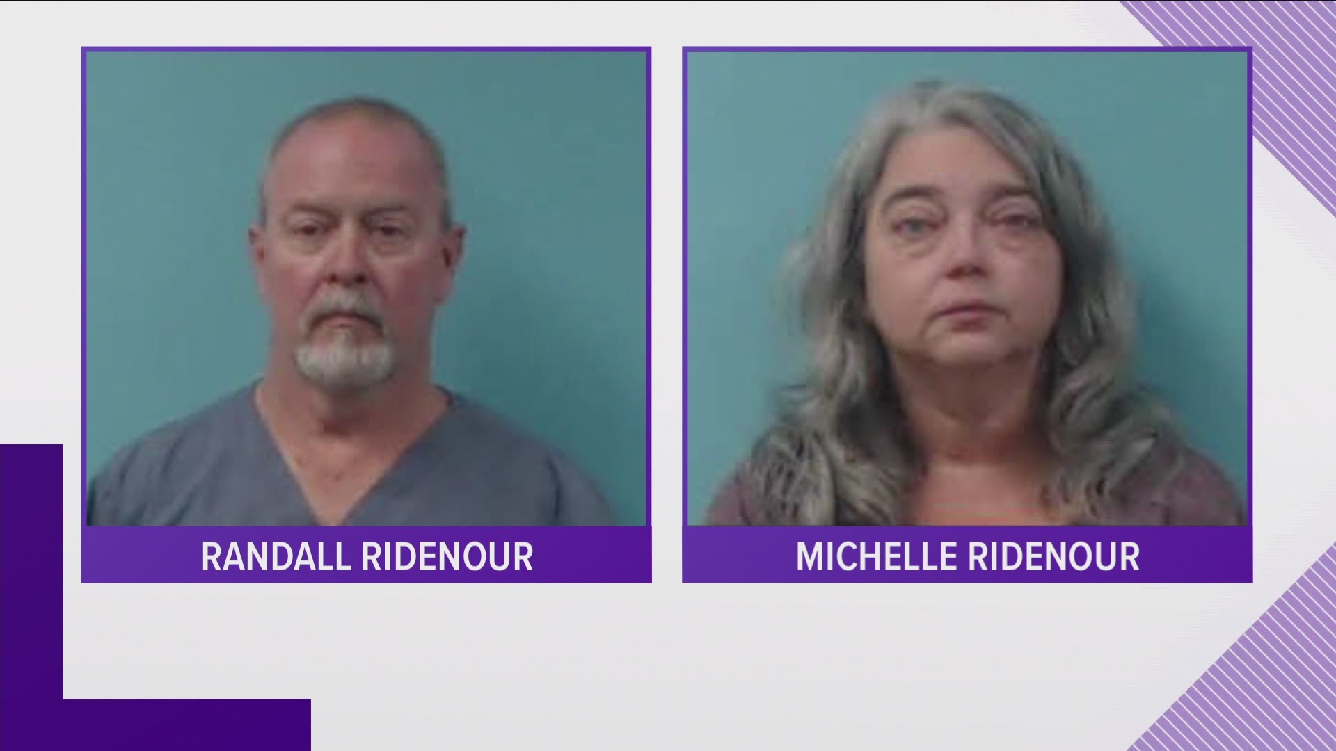 Randall and Michelle Ridenour appeared in court Monday on child abuse charges. The children were ages 6-14.
