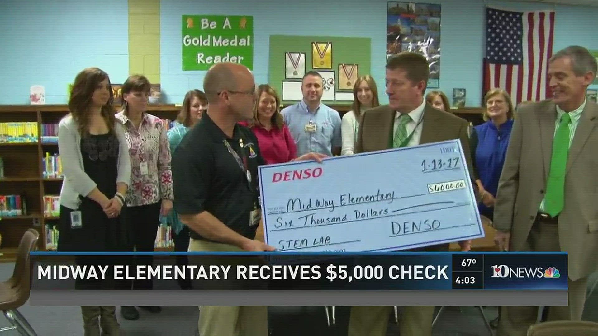 Jan. 13, 2017: Midway Elementary School in Roane County received a donation toward its STEM program from DENSO Manufacturing.