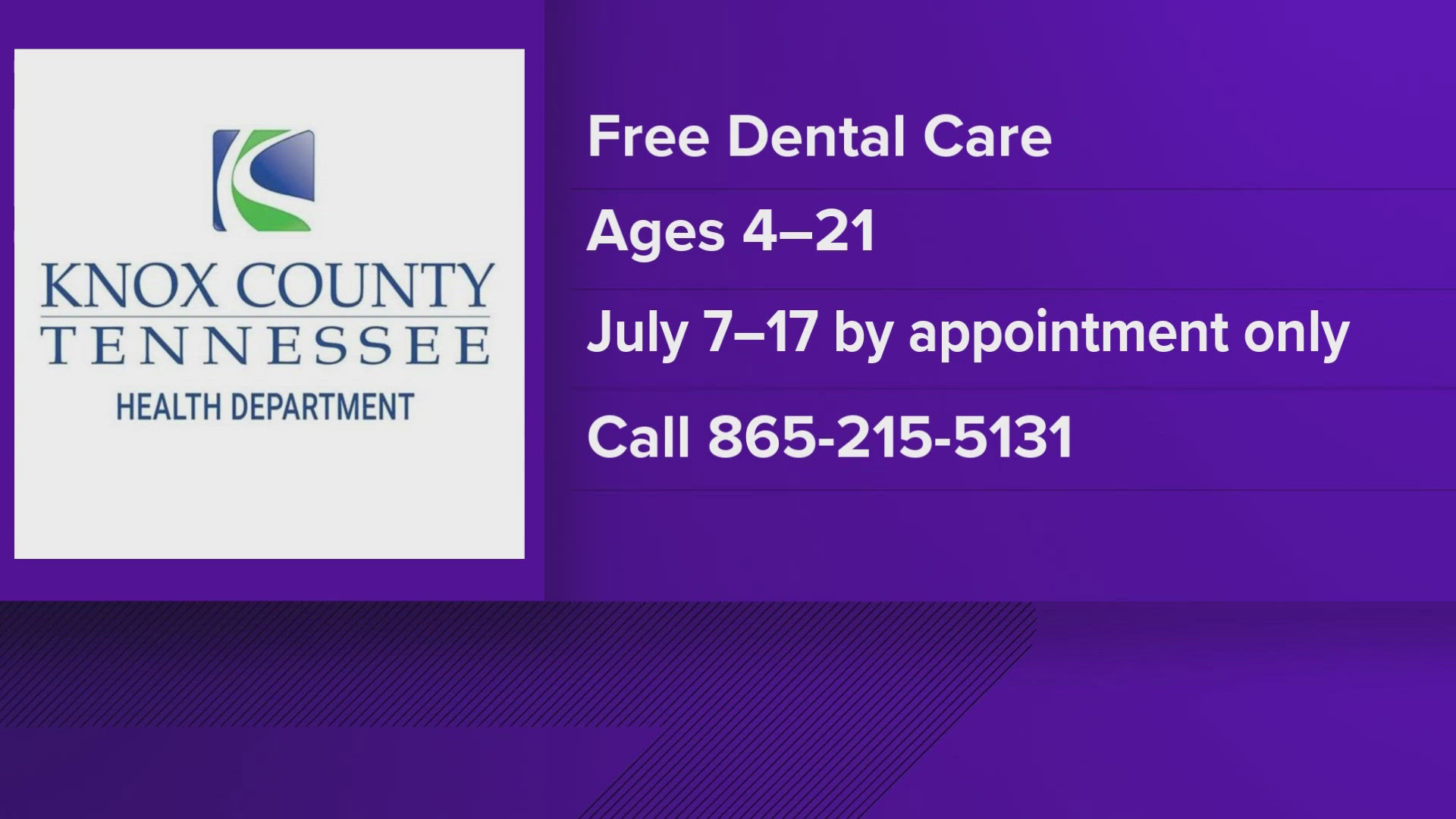 The School-Based Dental Prevention Program is offering free care for young people from ages 4 to 21.