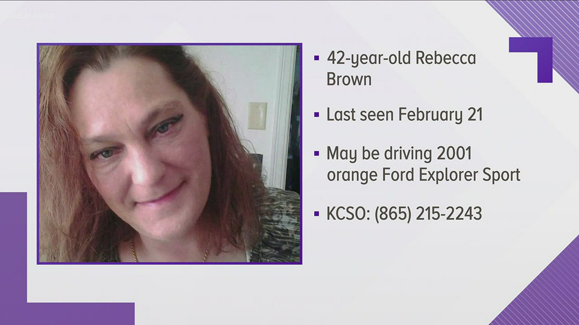 The Knox County Sheriff's Office is searching for a missing 42-year-old woman.