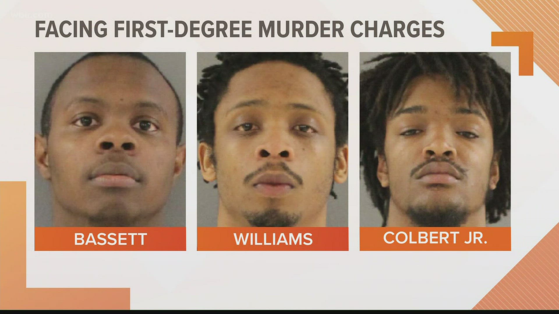 Three men face first degree murder charges in the 2015 death of the Knoxville teenager who was killed while shielding his friends from gunfire.