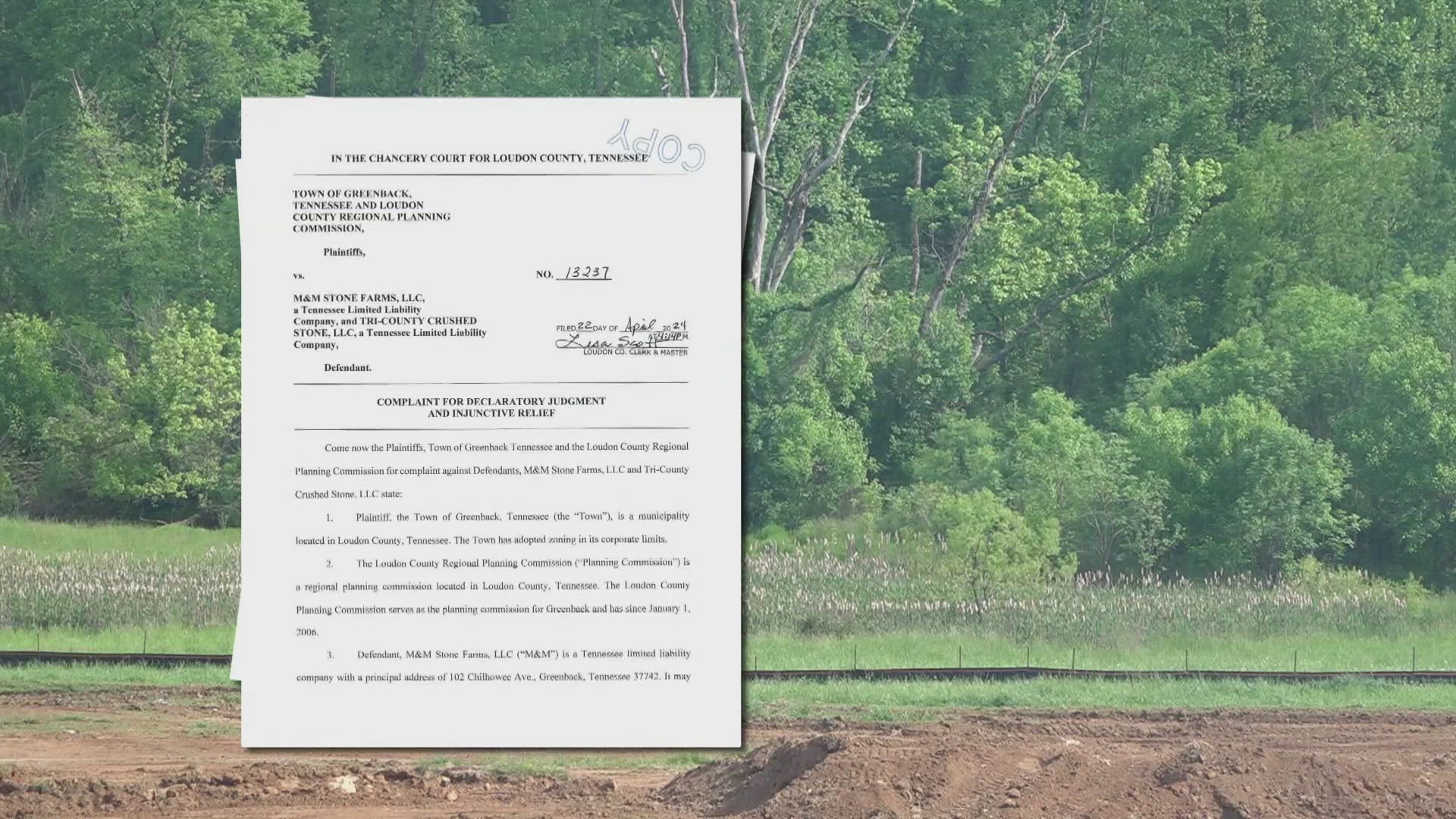 The quarry operator and property owner said the town's actions have been unconstitutional.