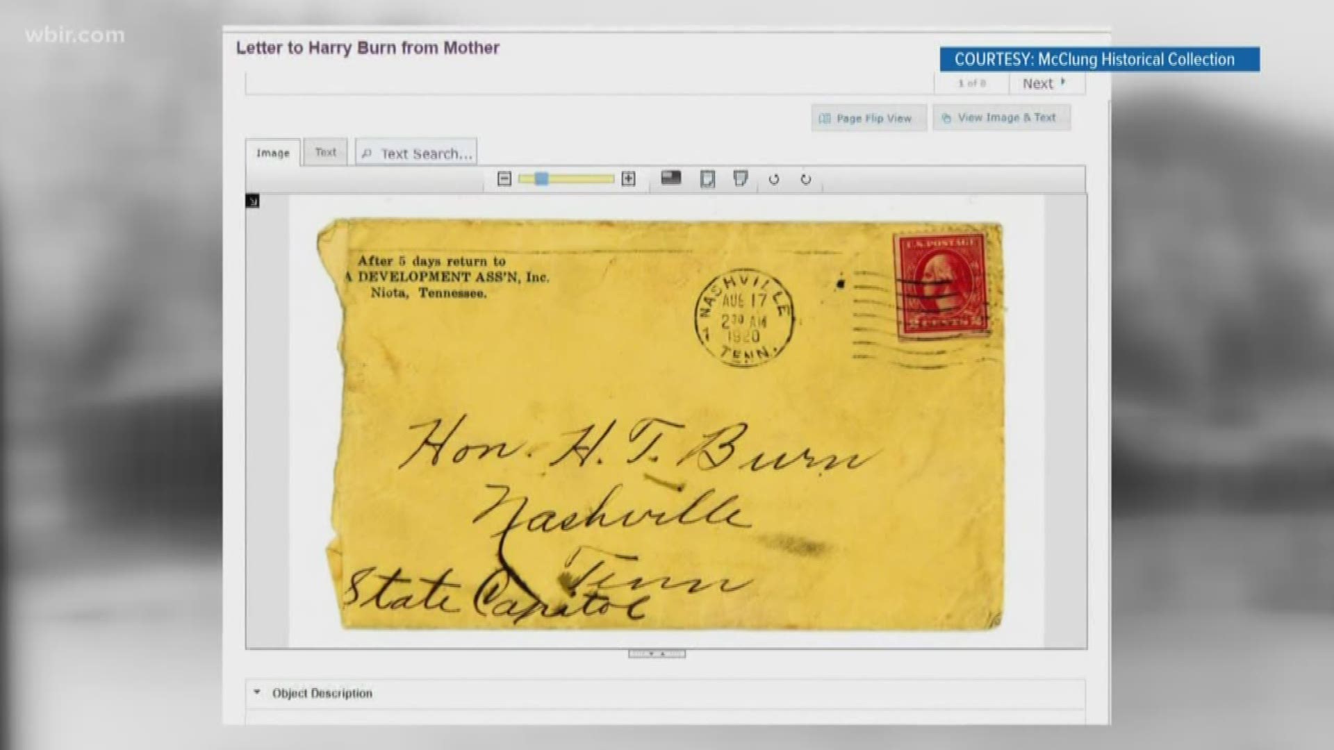 The "suffrage letter" is the most popular item online in the McClung Historical Collection.