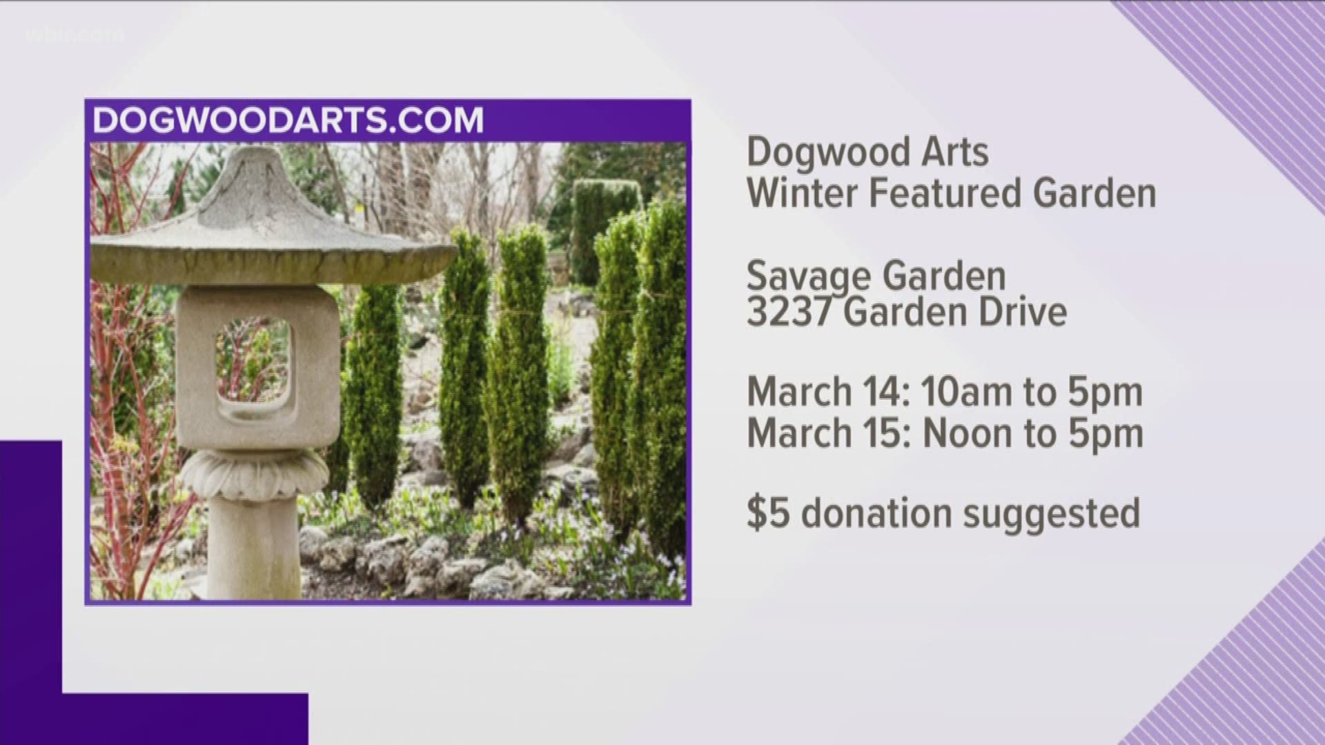 Savage Garden in Fountain City will be open for self-guided tours on Saturday and Sunday. A $5 donation is encouraged.