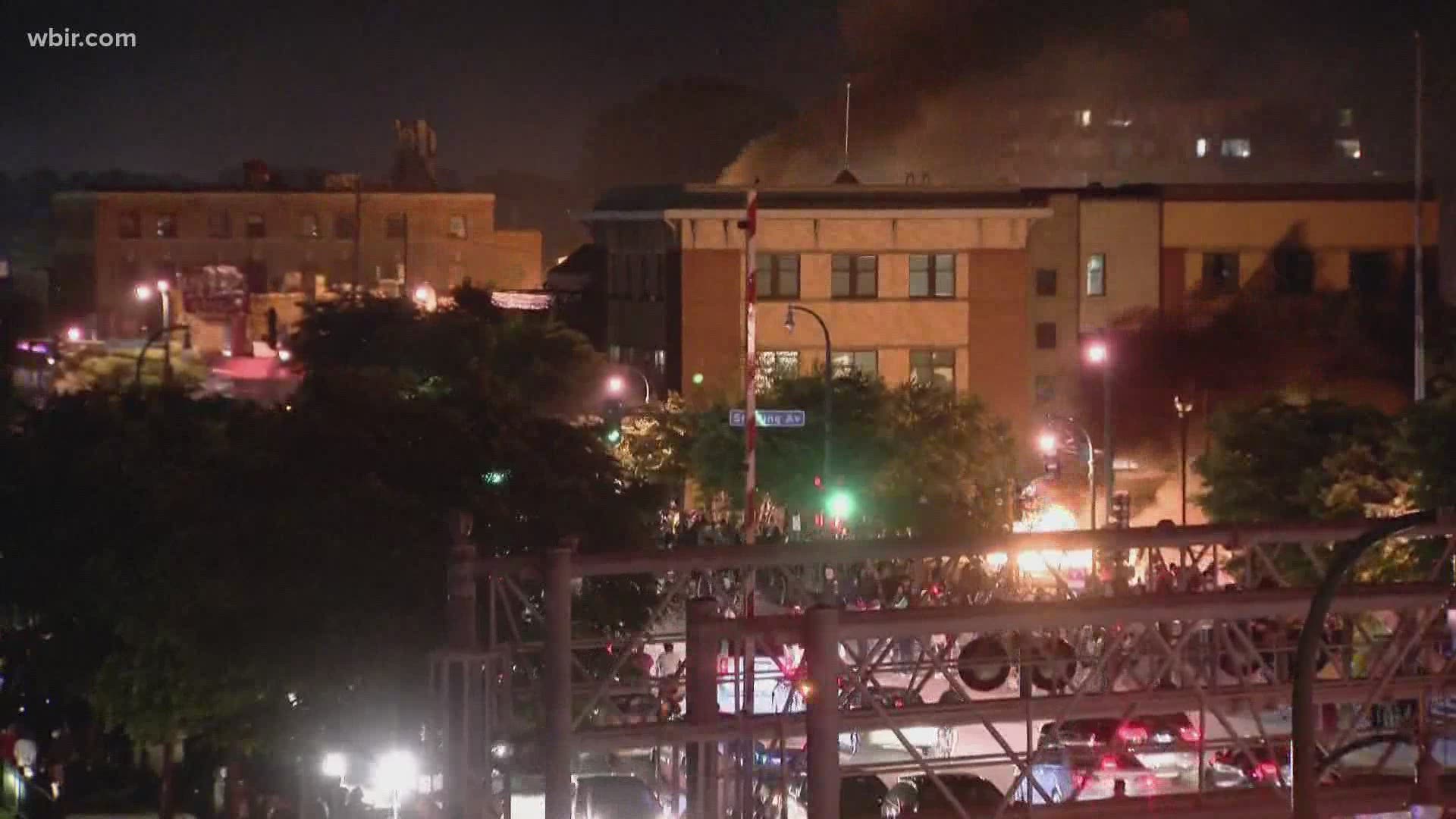 The third precinct police station in Minneapolis is in flames as protests turn violent.
