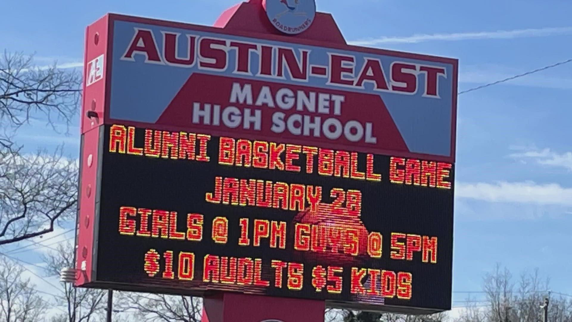 Austin East High School held an alumni charity basketball game. Proceeds helped raise money for student-athletes.