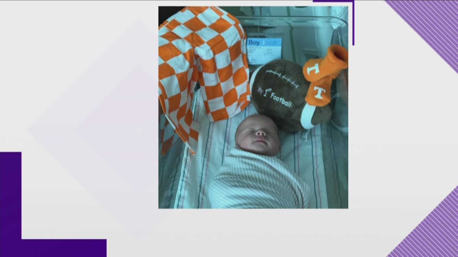 Parents Jordan and Kirsten Blanchard of White Pine, Tennessee welcomed a baby boy named 'Neyland' on Friday.