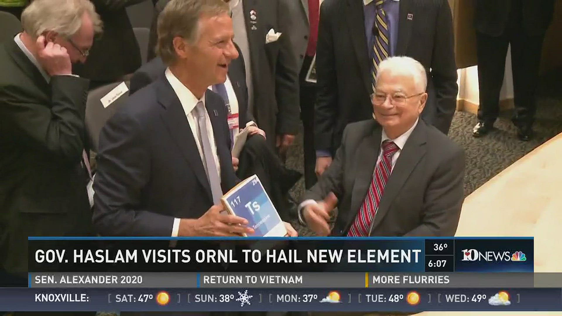 Jan. 27, 2017: Gov. Bill Haslam visited Oak Ridge National Laboratory to congratulate a group of scientists who discovered a the new element Tennessine.